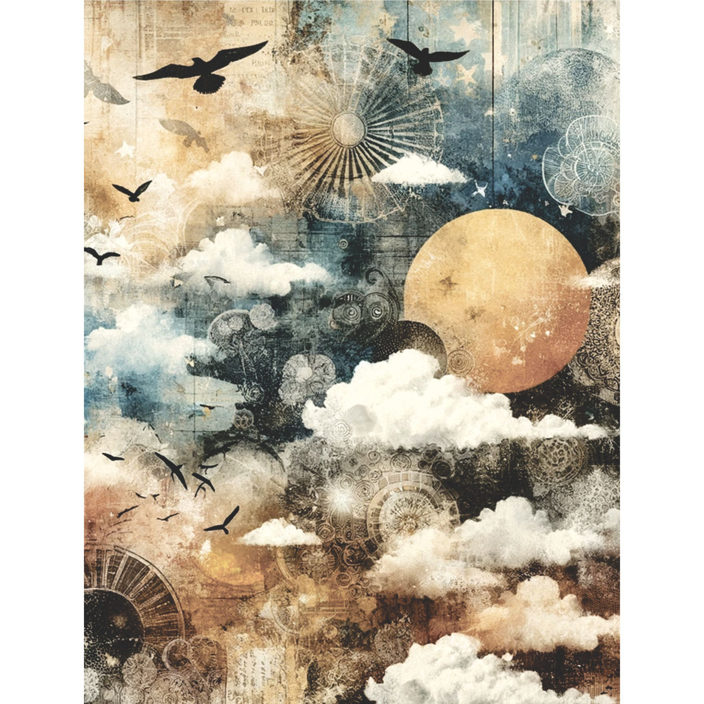 Gothic Sky Rice Paper, 8 x 10.5 inch - for Decoupage Scrapbooking Cards Crafts