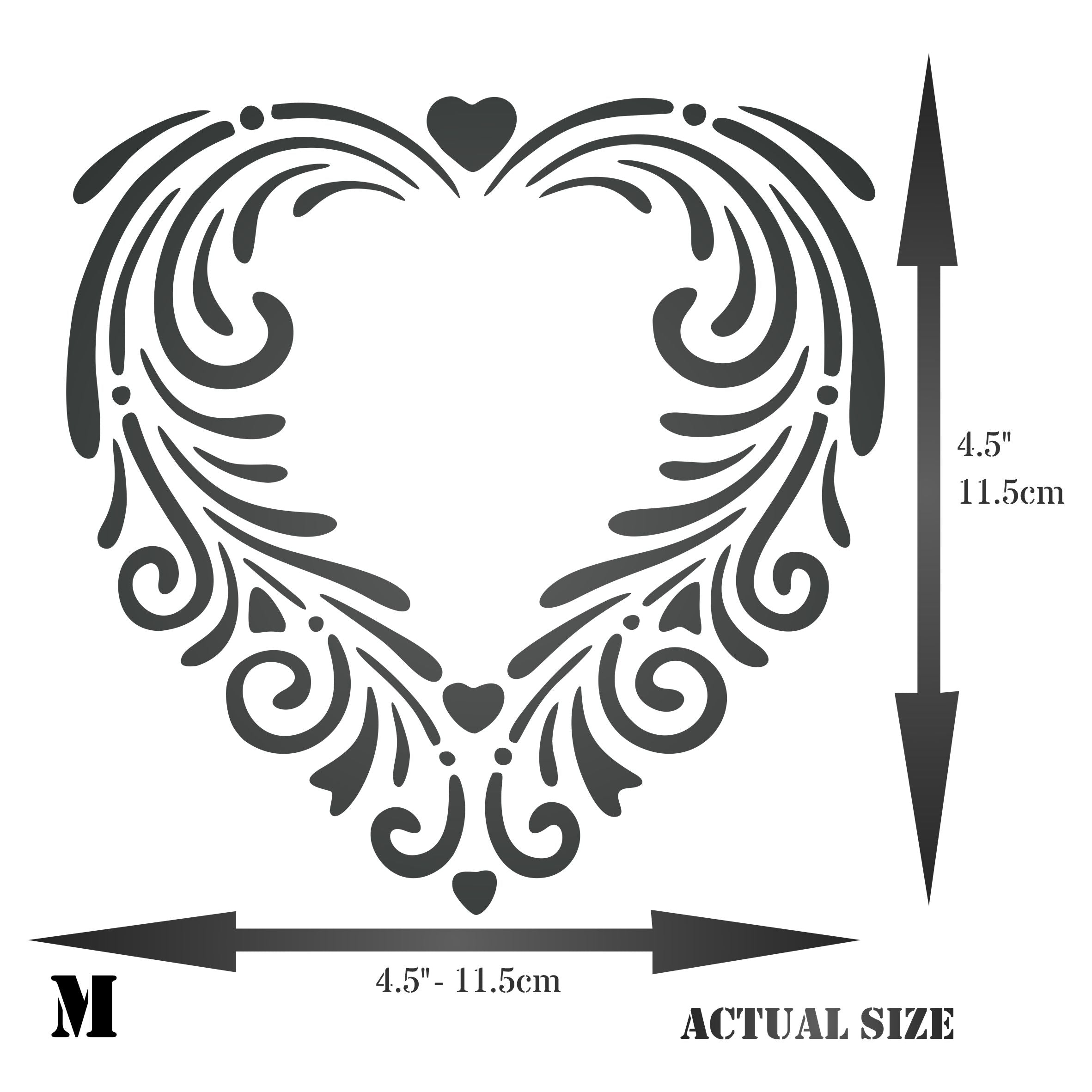 Fancy Heart Stencil - Valentine Floral Heart Design