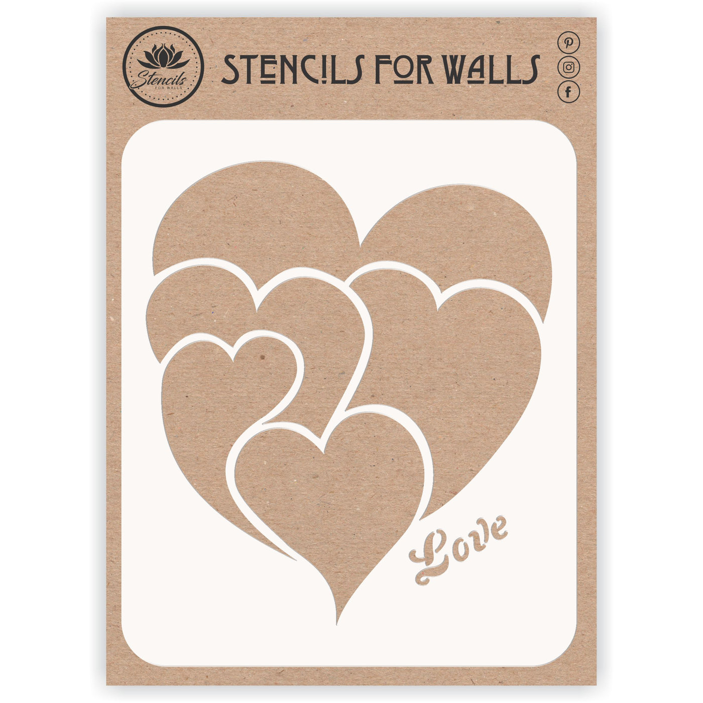 Valentines Day Love Heart Stencil, 3.25 x 4 inch - Valentine Heart Design