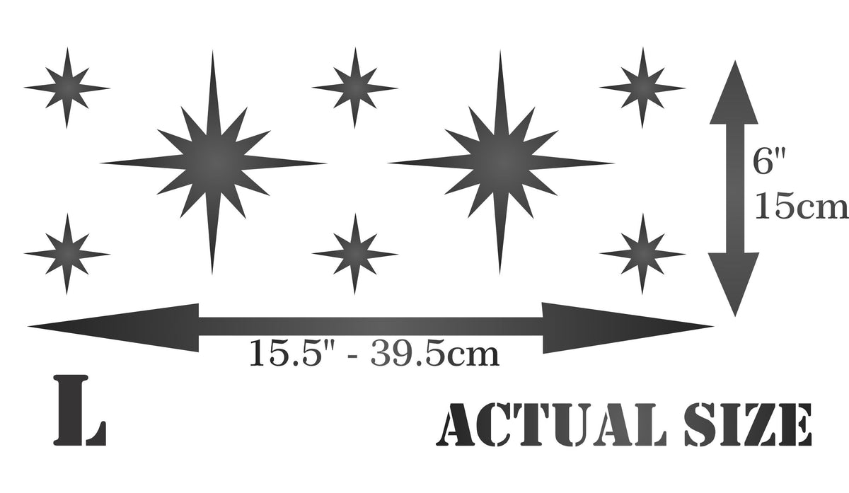 Star Celestial Border Stencil, 30.48 x 11.43 cm - Celestial Large Stars Design