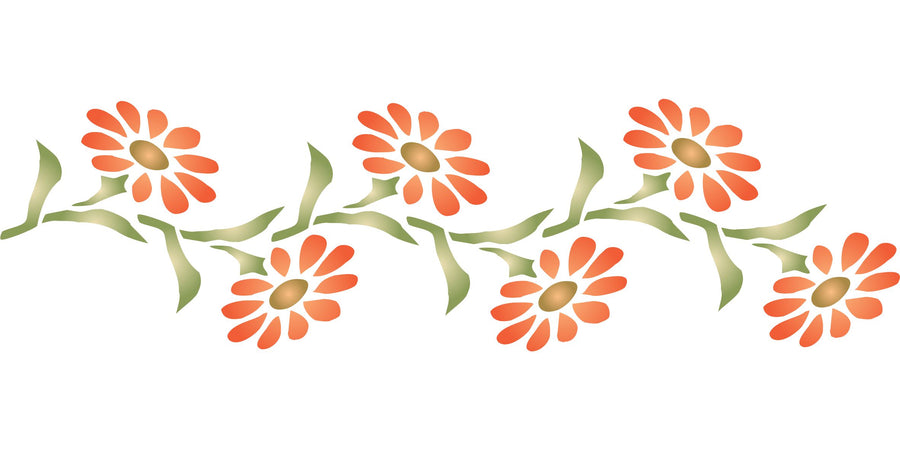 Daisy Stencil, 9.5 x 2.5 inch- Classic Border Flower