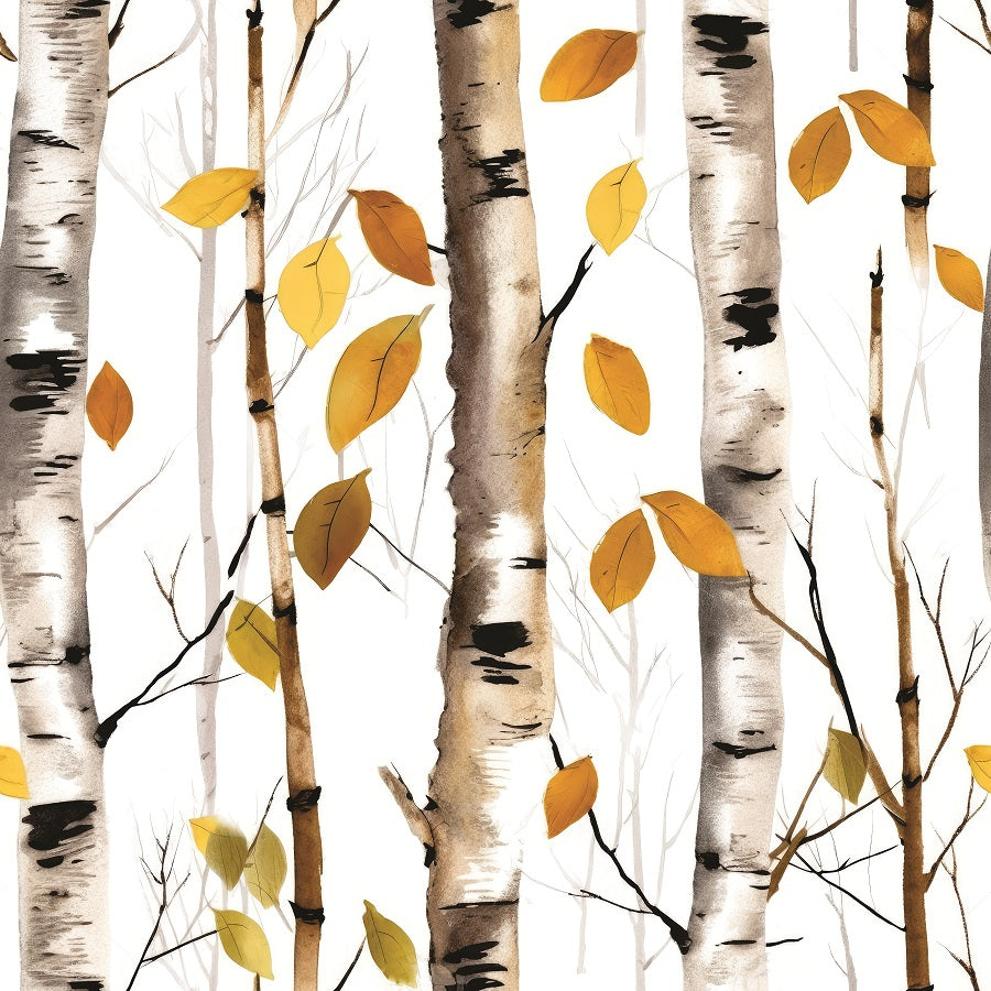 Birch Trees Rice Paper- 4 Sheets Seamless Printed Mulberry Paper 36gsm