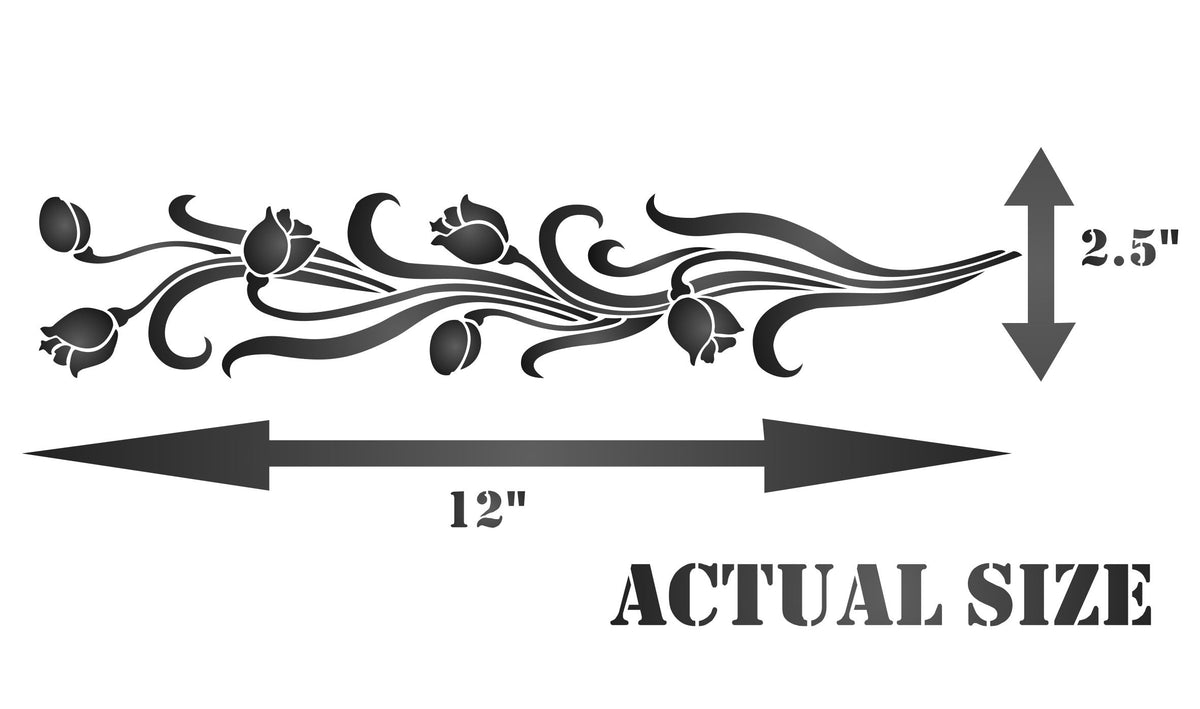 Tulip Stencil, 30.48 x 6.35 cm - Classic Border Flower