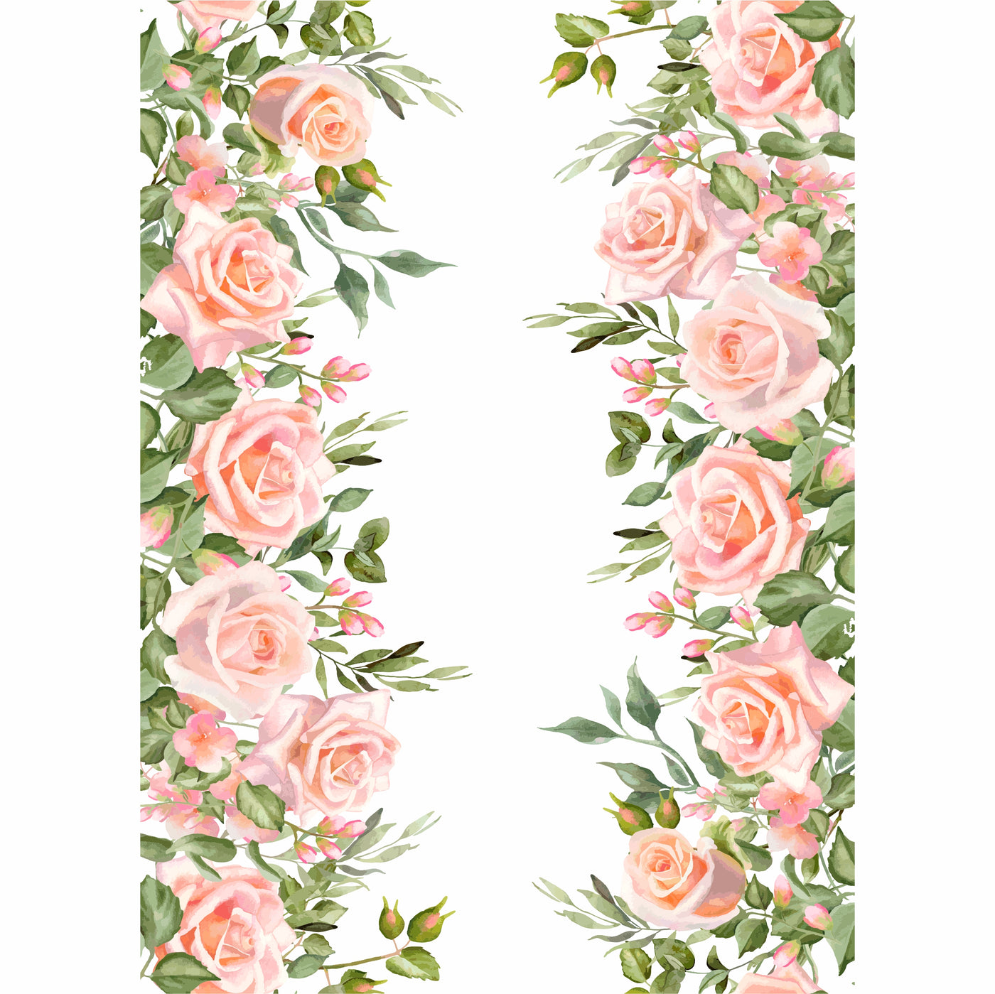 Pink Roses Border Rice Paper- 12 Sheets Printed Mulberry Paper Border 36gsm