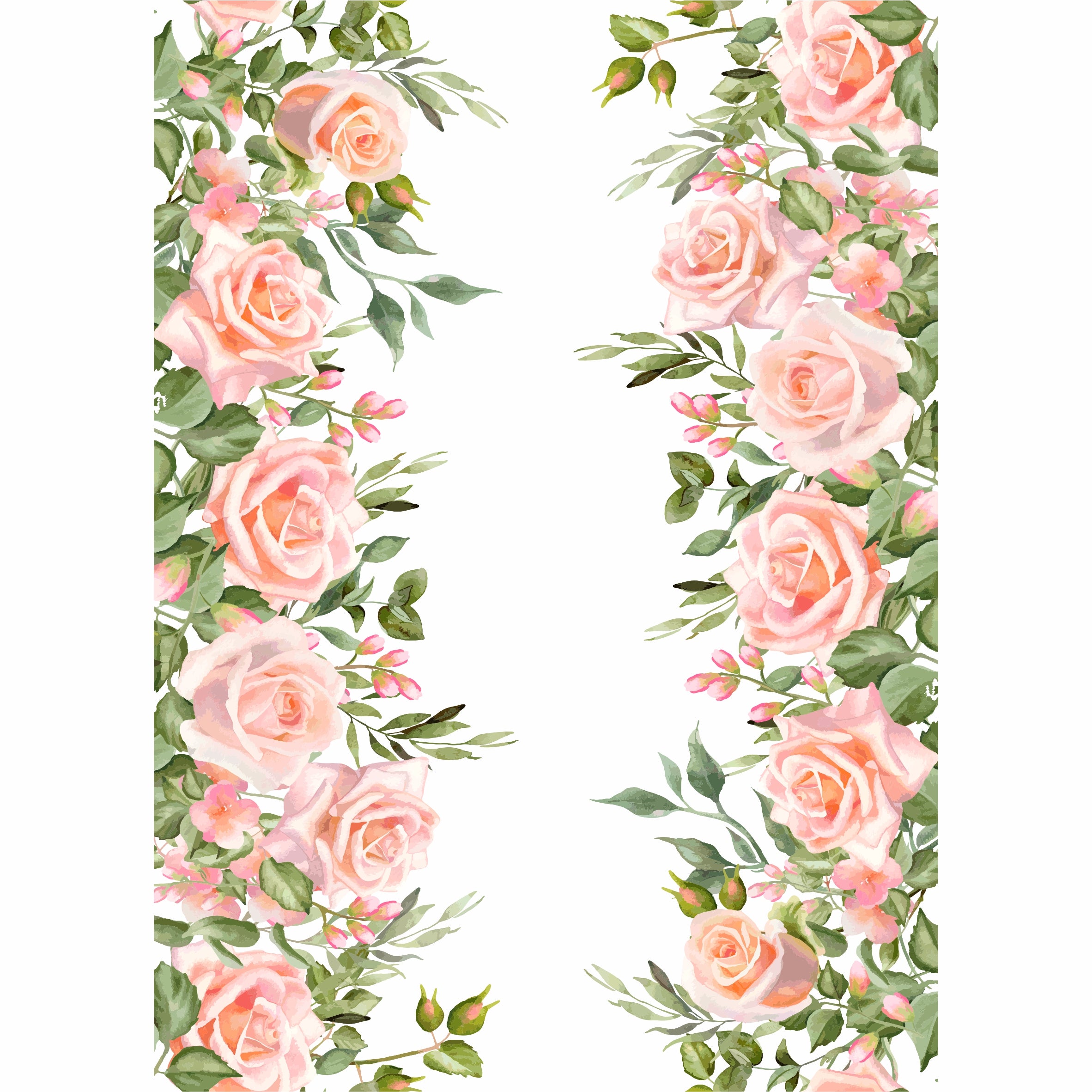 Pink Roses Border Rice Paper- 12 Sheets Printed Mulberry Paper Border 36gsm