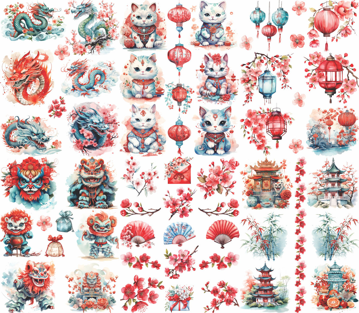 Chinese New Year Rice Paper, 20.32 x 26.67 cm - for Decoupage Crafts