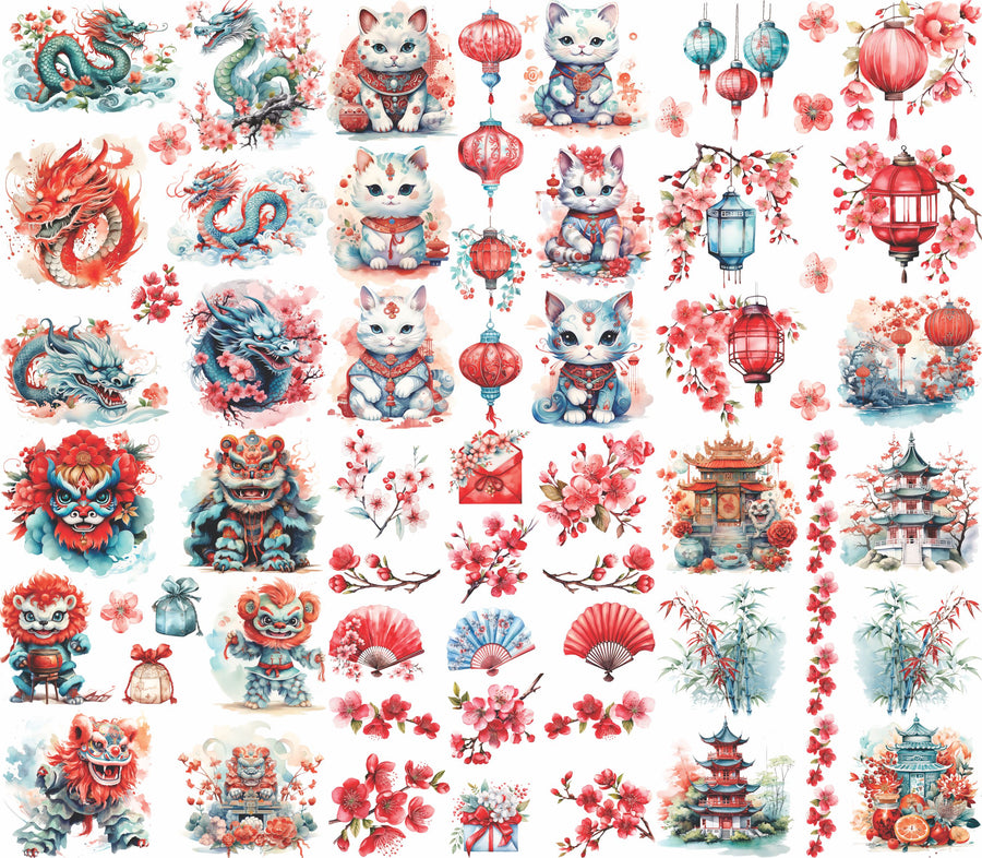 Chinese New Year Rice Paper, 8 x 10.5 inch - for Decoupage Crafts