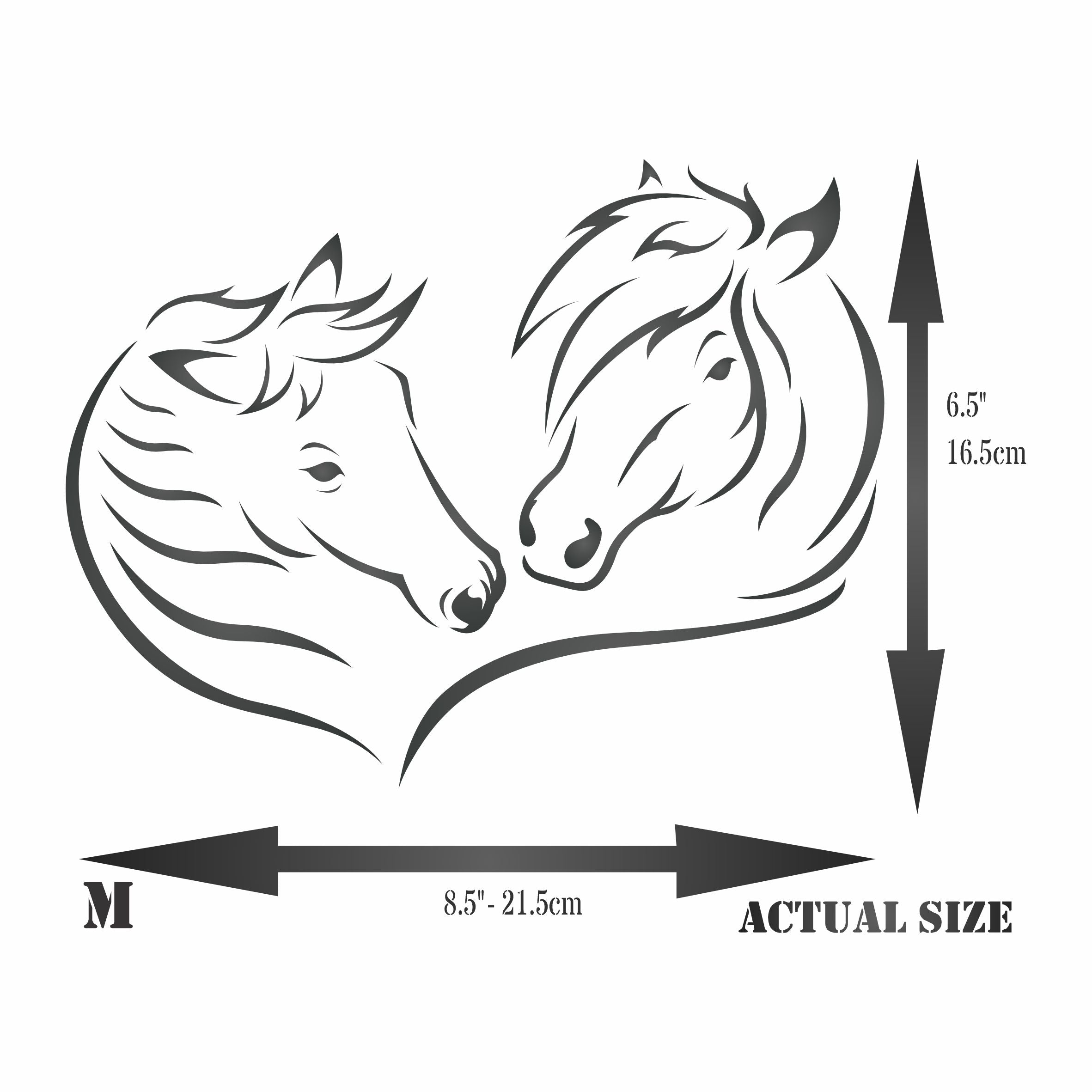 Love Horses Stencil - Decorative Farm Animal Equine Pony Horse Head