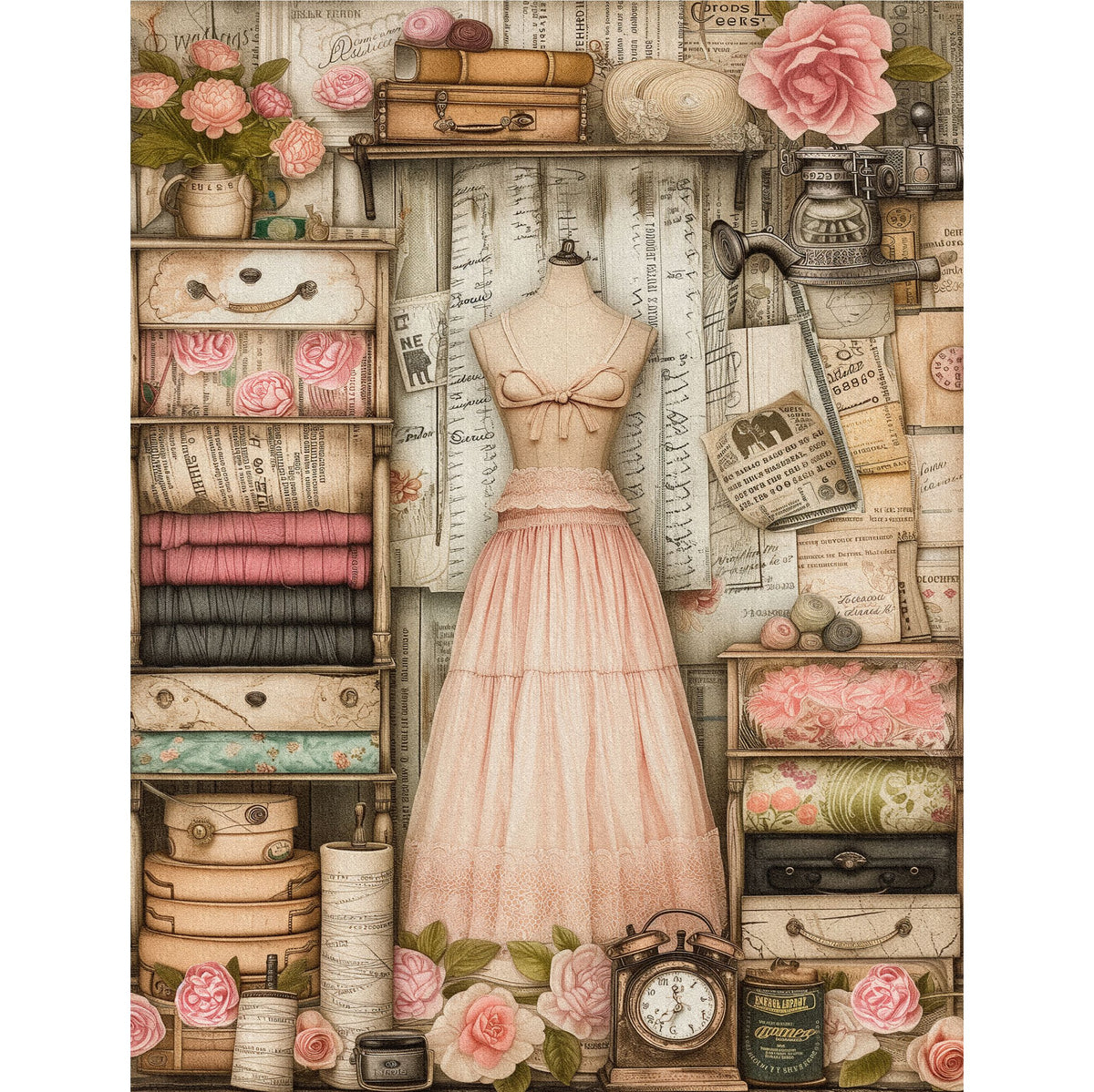 Seamstress Decoupage Rice Paper, 20.32 x 26.67 cm - for Scrapbooking Cards Crafts