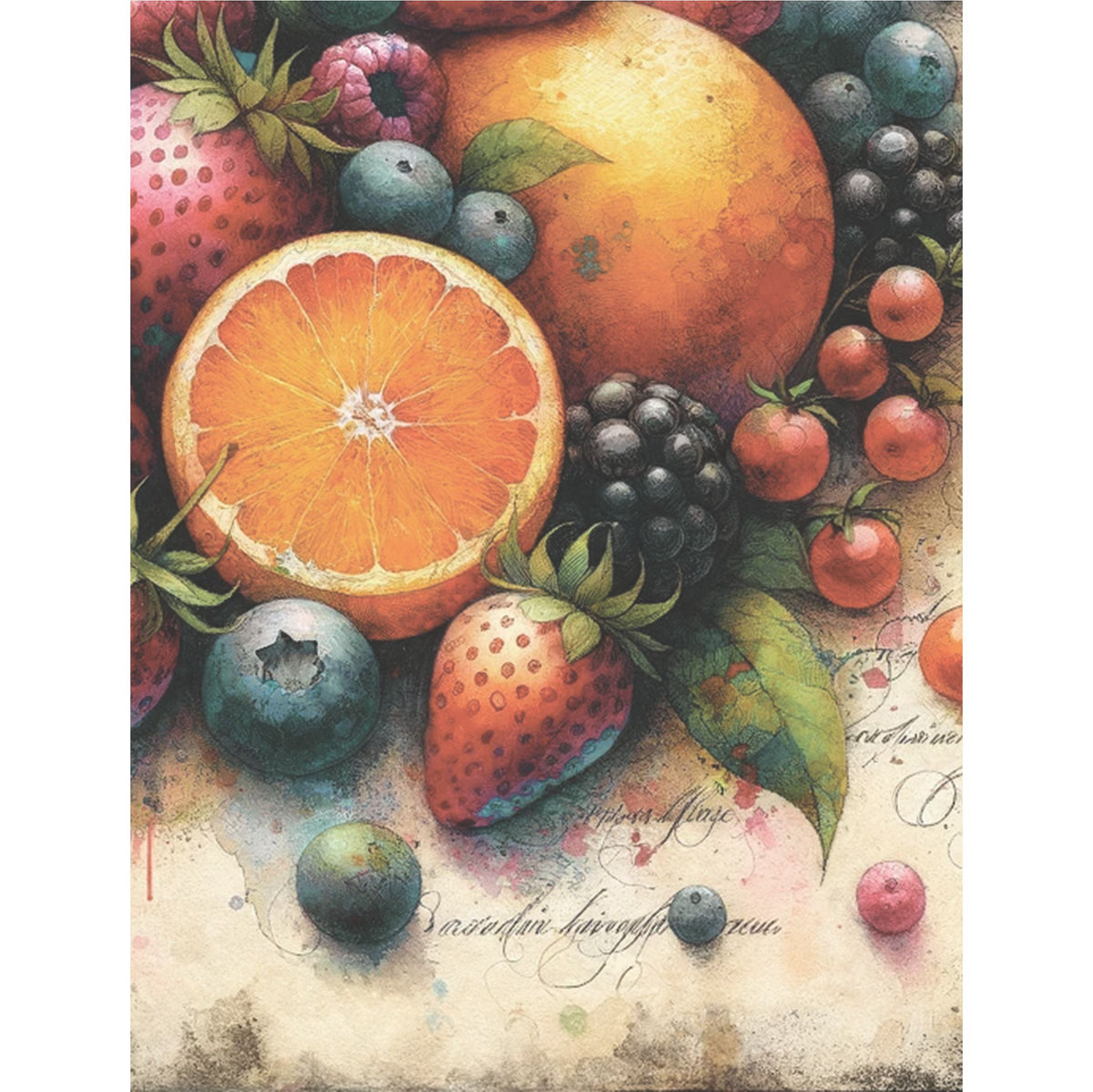 Mixed Fruit Rice Paper, 20.32 x 26.67 cm - for Decoupage Scrapbooking Cards Crafts
