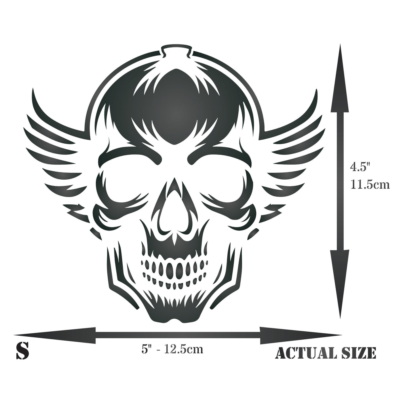 Winged Skull Stencil - Reusable Mylar Halloween Gothic Design for Painting