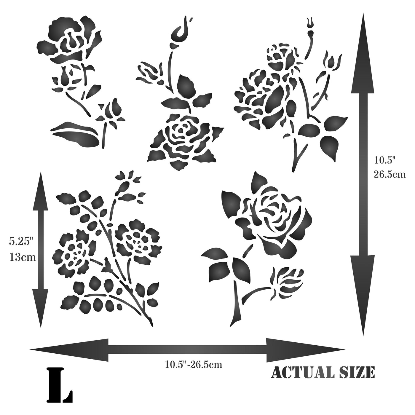 Rose Set Stencil - Classic Rose Flower Designs