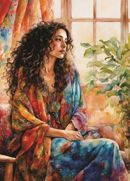 Bohemian Woman Rice Paper, 29.21 x 40.64 cm - Decoupage Furniture Crafts