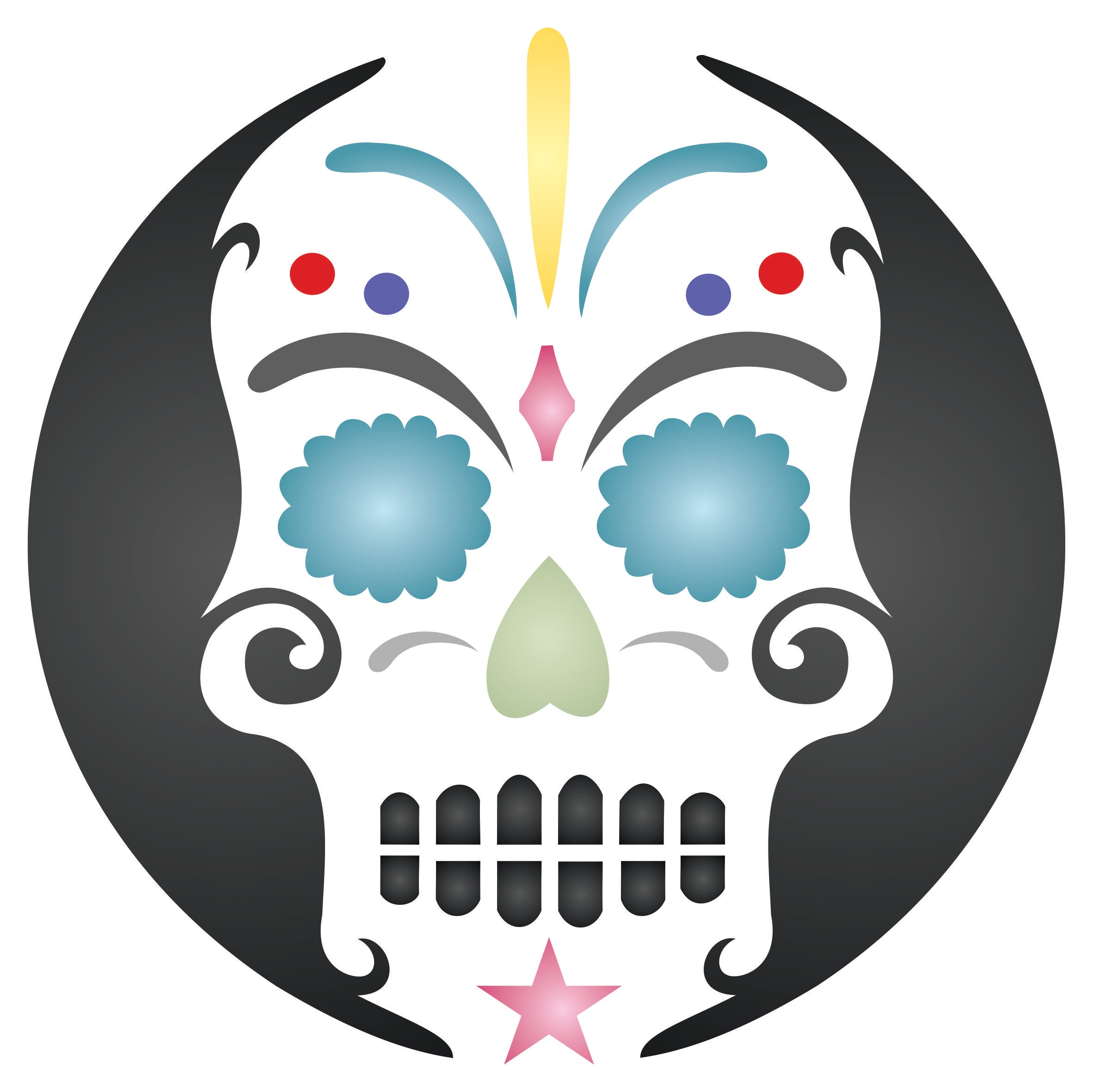 Halloween Sugar Skull Stencil - Scary Day of The Dead Skull Decorative