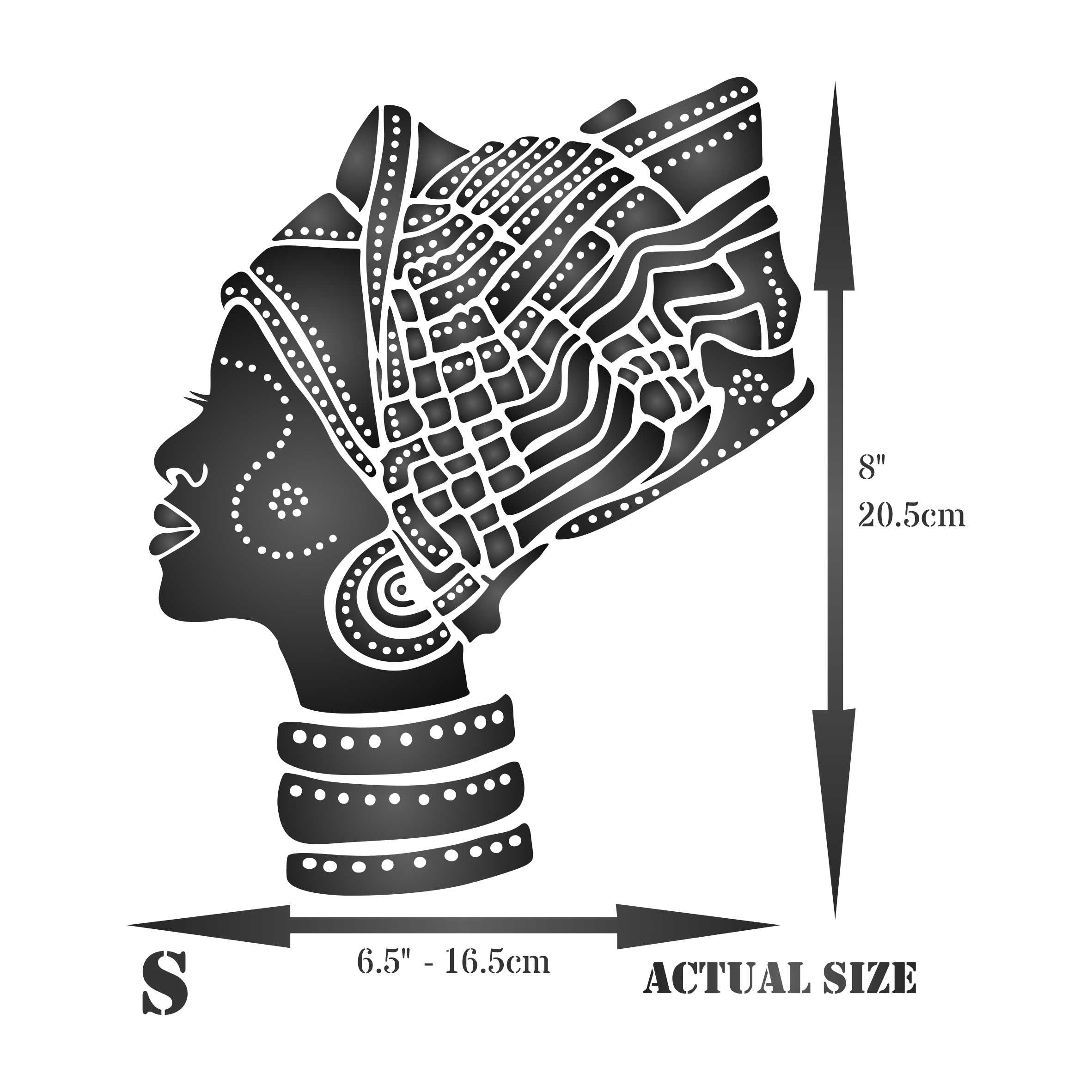 African Headdress Stencil - Traditional African Headwrap Scarf