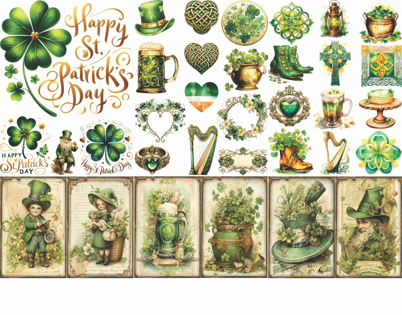 St Patricks Collection Rice Paper, 8 x 10.5 inch - for Decoupage Furniture Craft