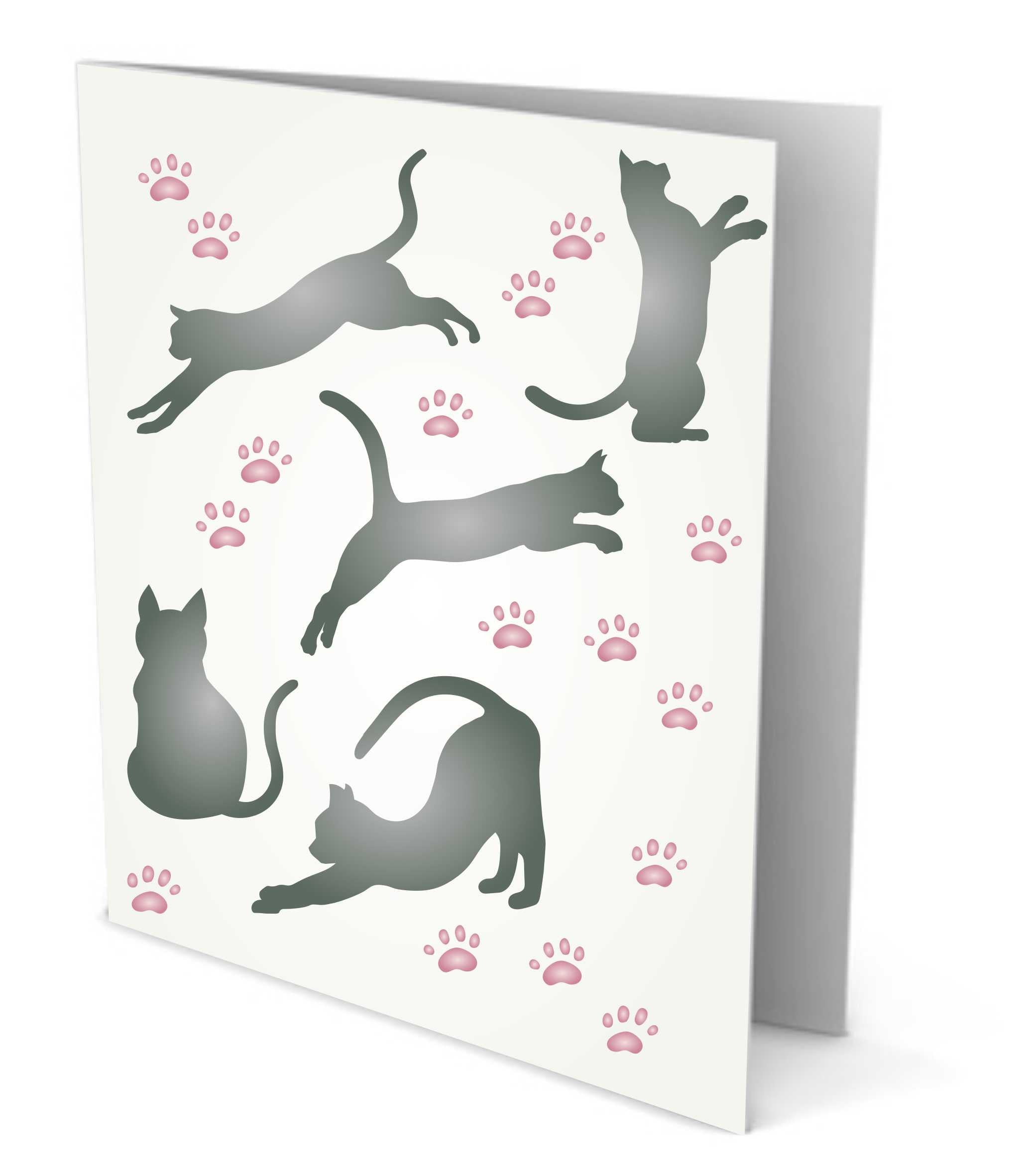 Cats Stencil - Pet Friend Animal Feline Silhouette Quote