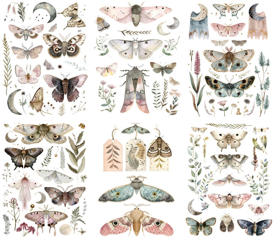 Moths Decoupage Rice Paper, 20.32 x 26.67 cm - for Decoupage Scrapbooking Craft