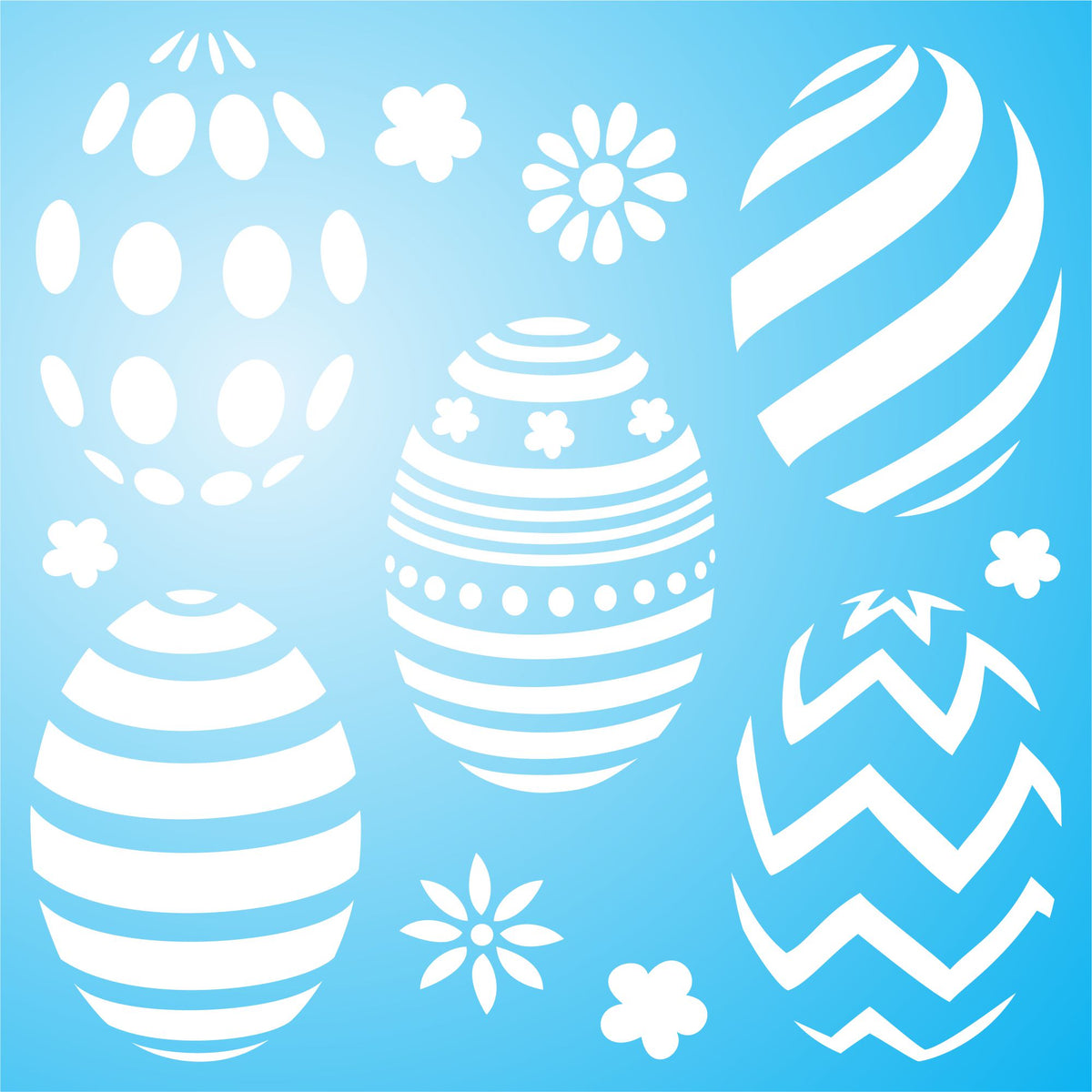 Easter Eggs Stencil, 11.43 x 11.43 cm - Classic Easter Egg Design