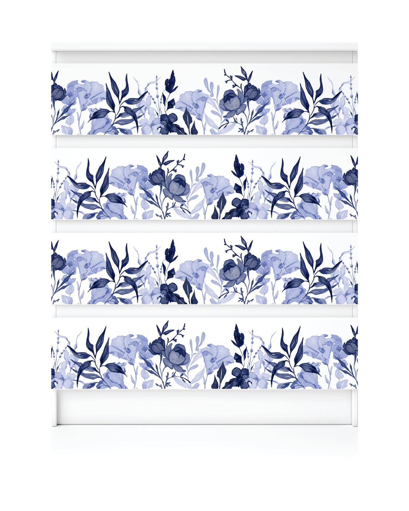 Navy Flower Border Rice Paper- 23 Sheets Printed Mulberry Paper Border 36gsm