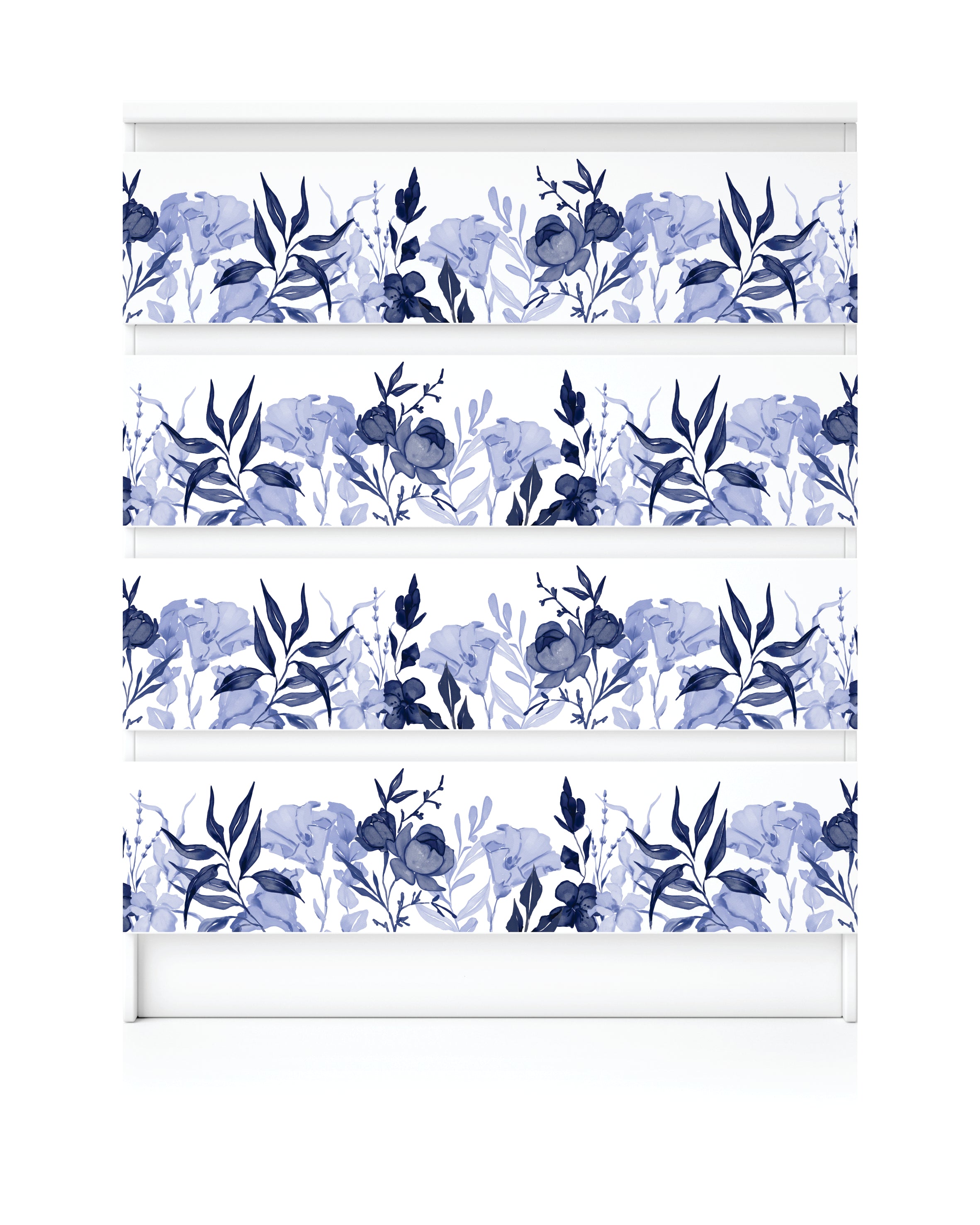 Navy Flower Border Rice Paper- 23 Sheets Printed Mulberry Paper Border 36gsm