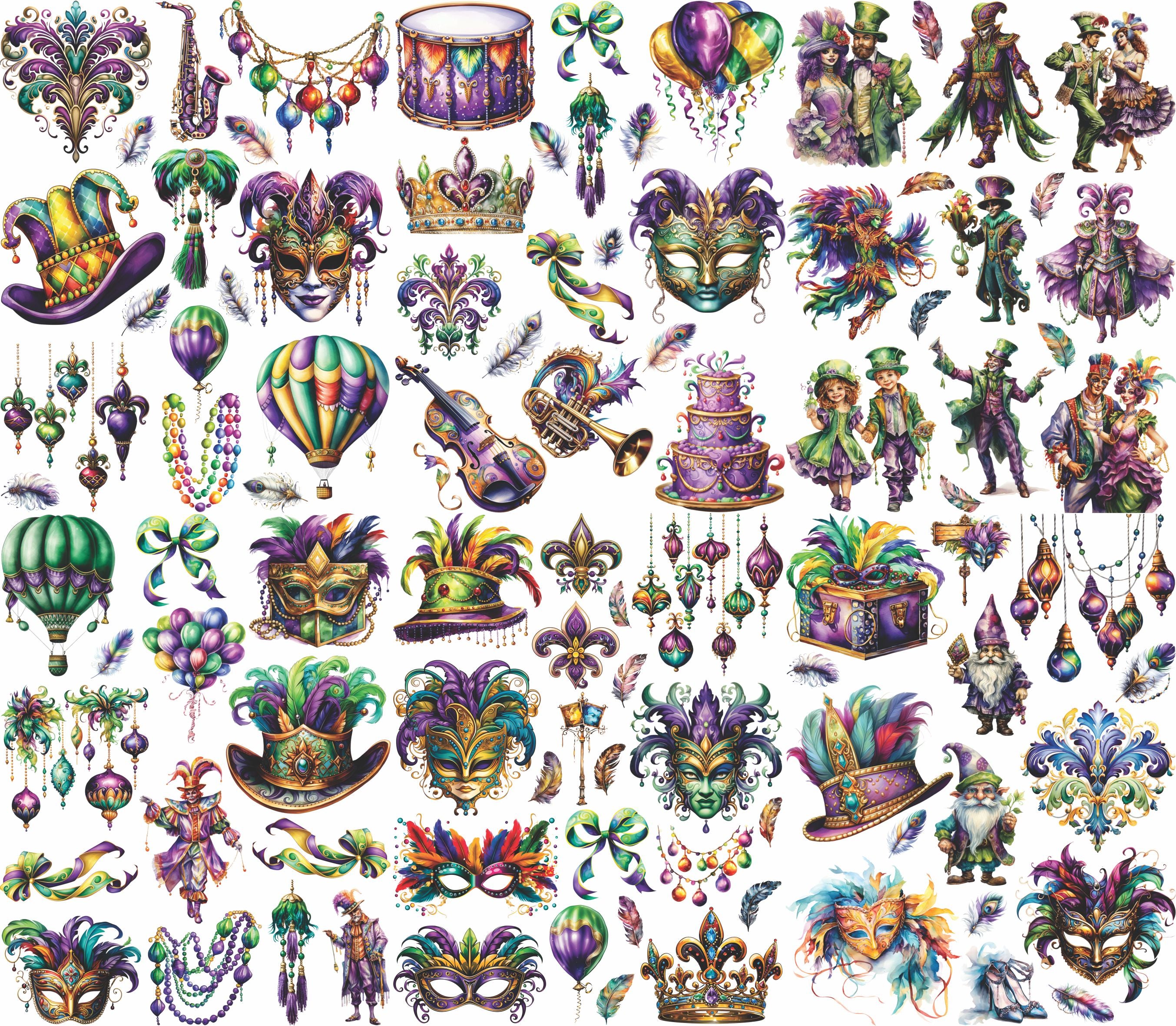 Mardi Gras Carnival Rice Paper, 8 x 10.5 inch â€“ for Decoupage Cards Craft