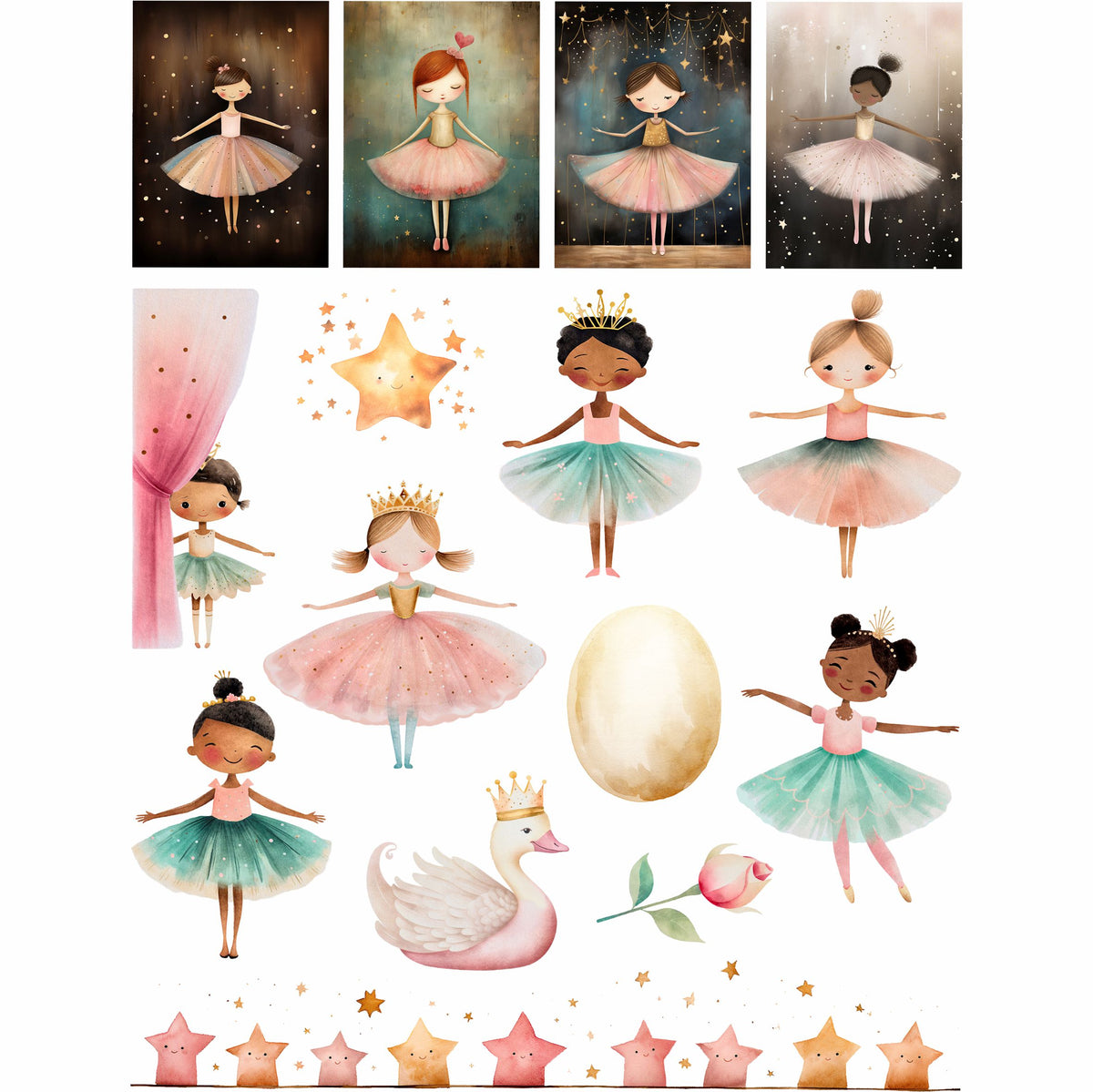 Ballerinas Rice Paper, 20 x 26,6cm (6pc) - 6 Designs for Scrapbooking Cards Crafts, Decoupage by CRAFT KREATIVELY