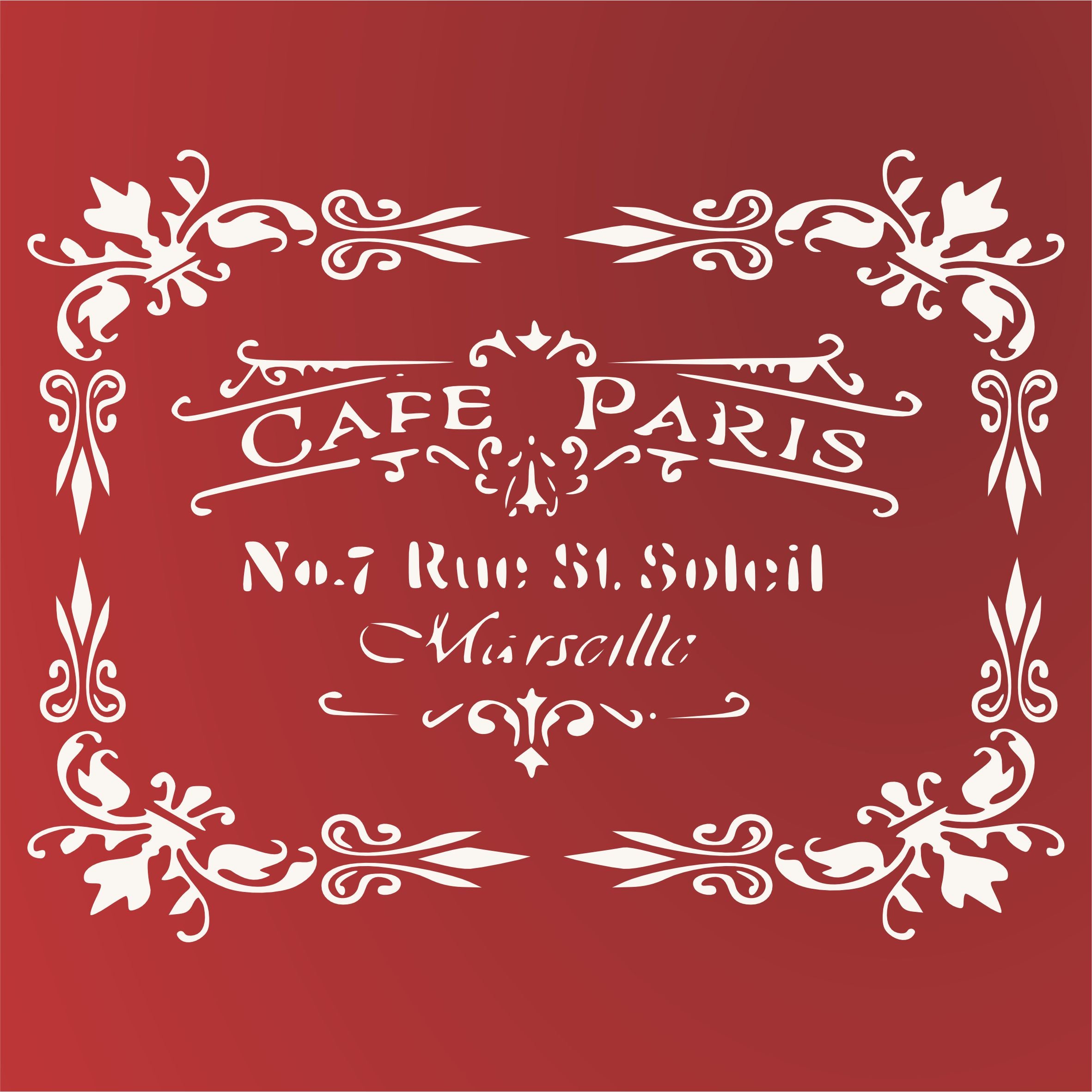 Cafe Paris Stencil, 10.5 x 8.5 inch - Vintage French Themed Sign Label