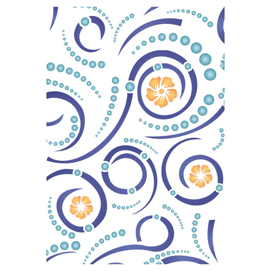 Swirls Layering Stencil, 11.43 x 16.51 cm - Layering use to add Texture and Design