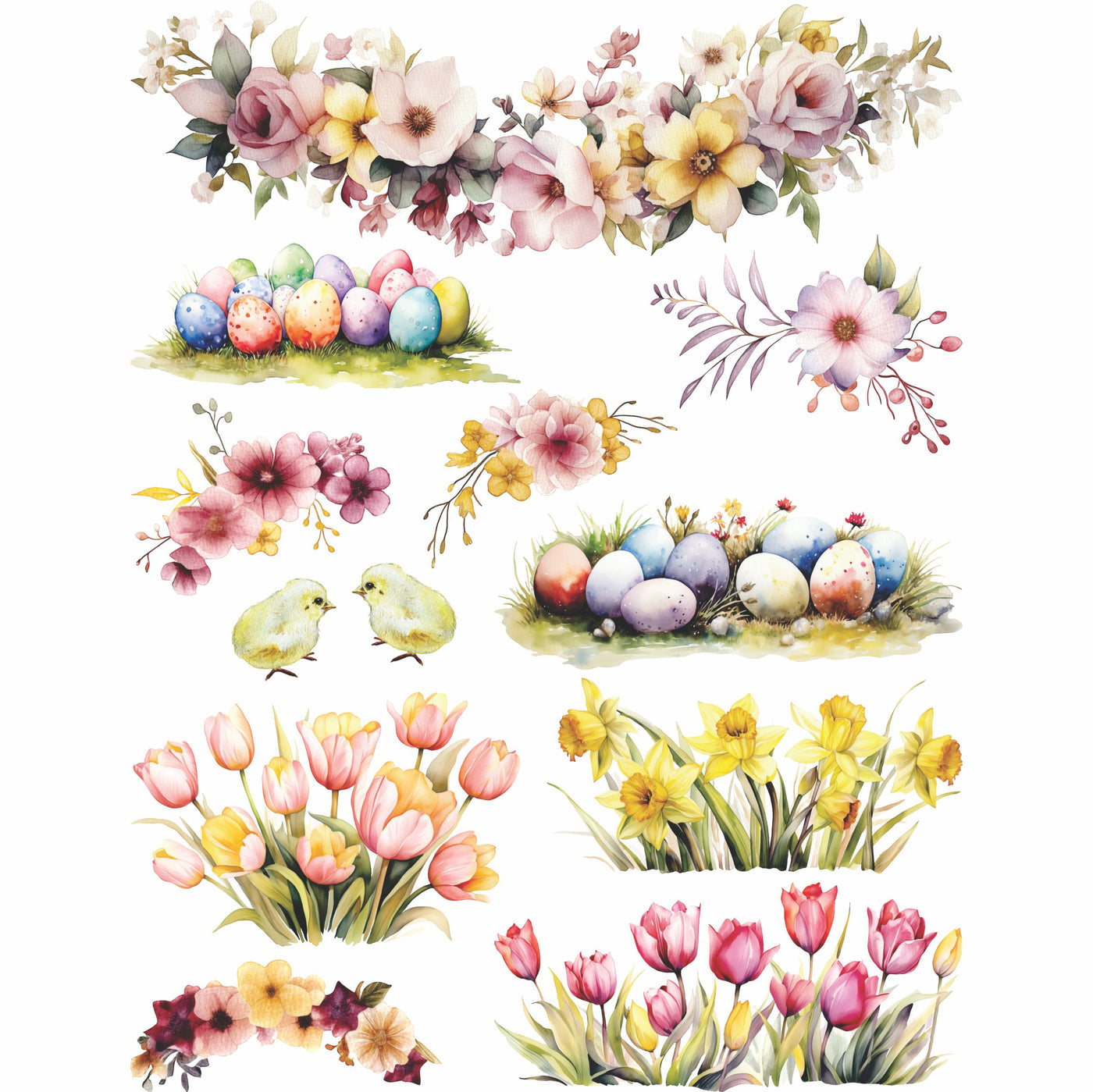 Easter Watercolour Rice Paper, 8 x 10.5 inch - for Decoupage Crafts