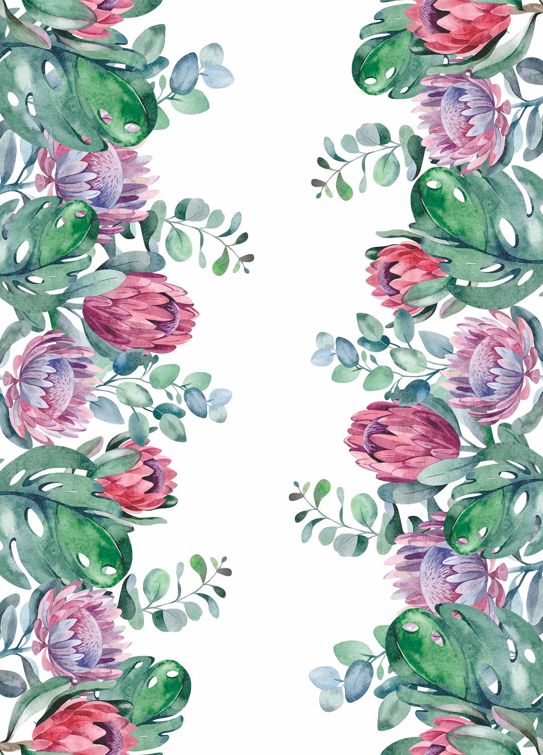 Protea Border Rice Paper- 14 Sheets Printed Mulberry Paper Border 36gsm