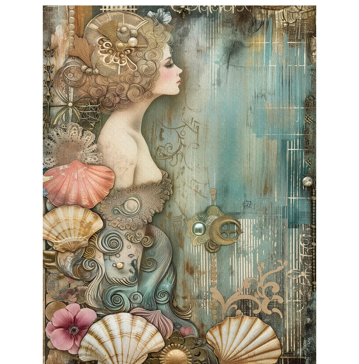 Mermaid Decoupage Rice Paper, 20.32 x 26.67 cm - for Scrapbooking Cards Crafts