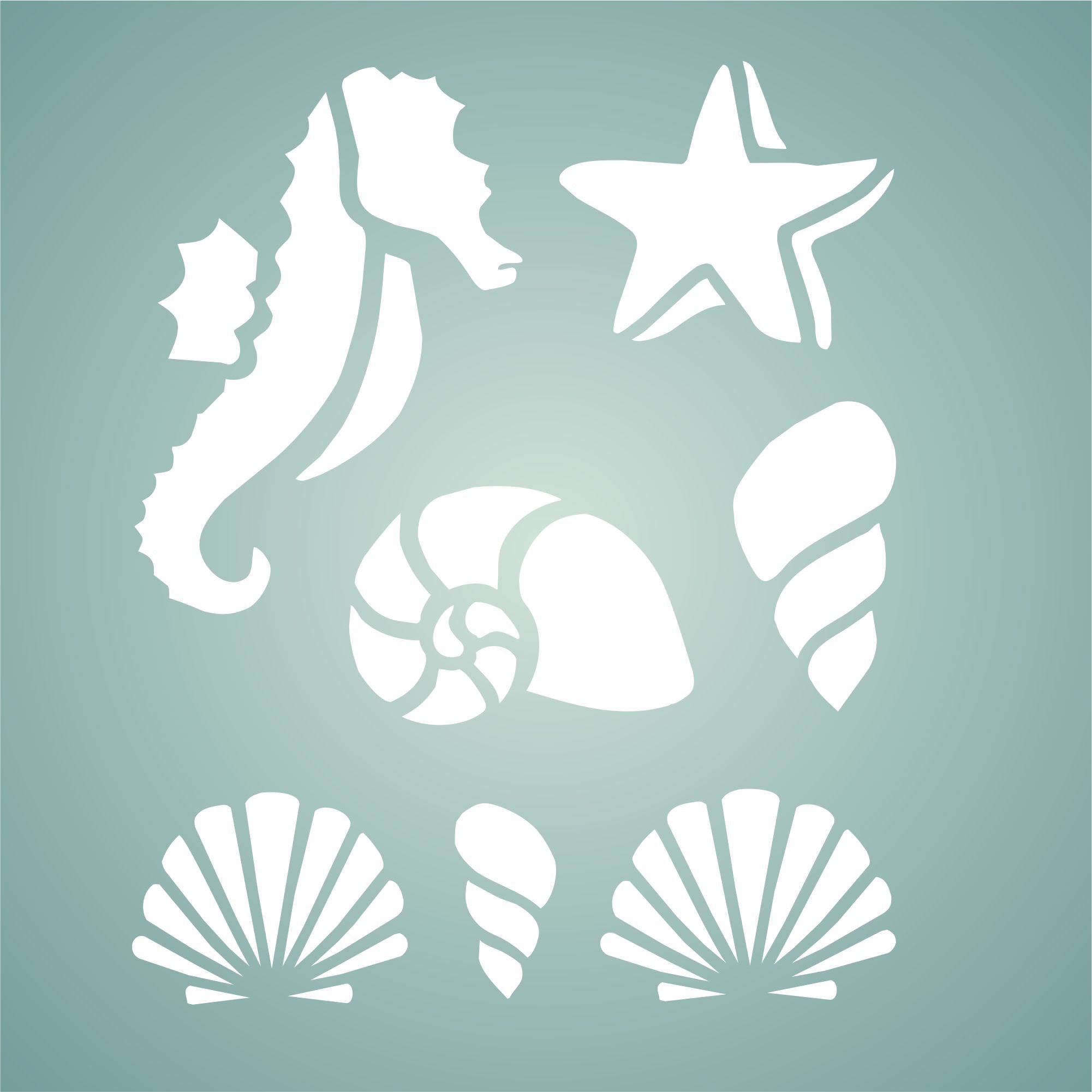 Ocean Stencil - Sea Shell Nautical Seashore Reef