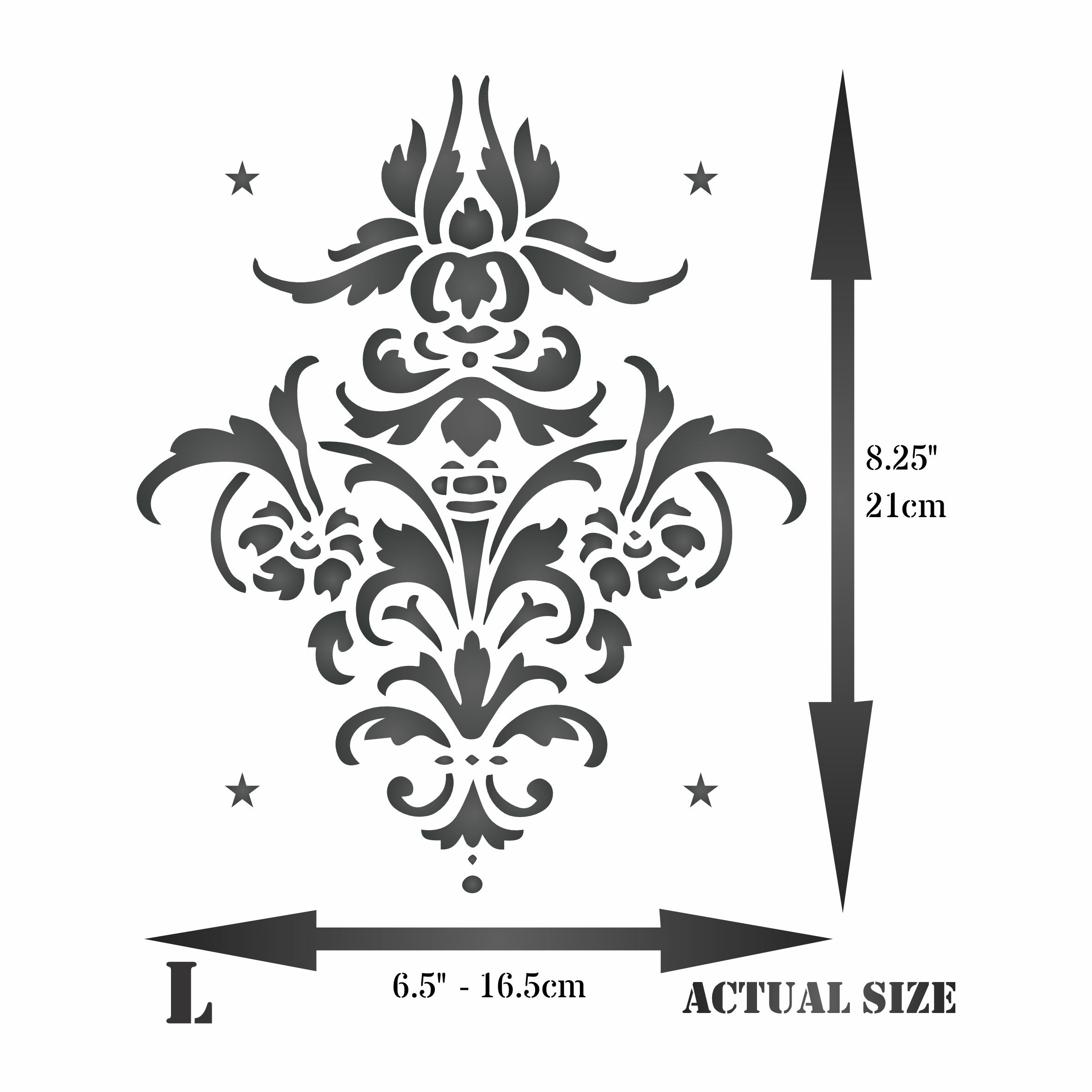 Flower Damask Stencil - Vintage Floral Damask Flowers Alloverpaper Pattern