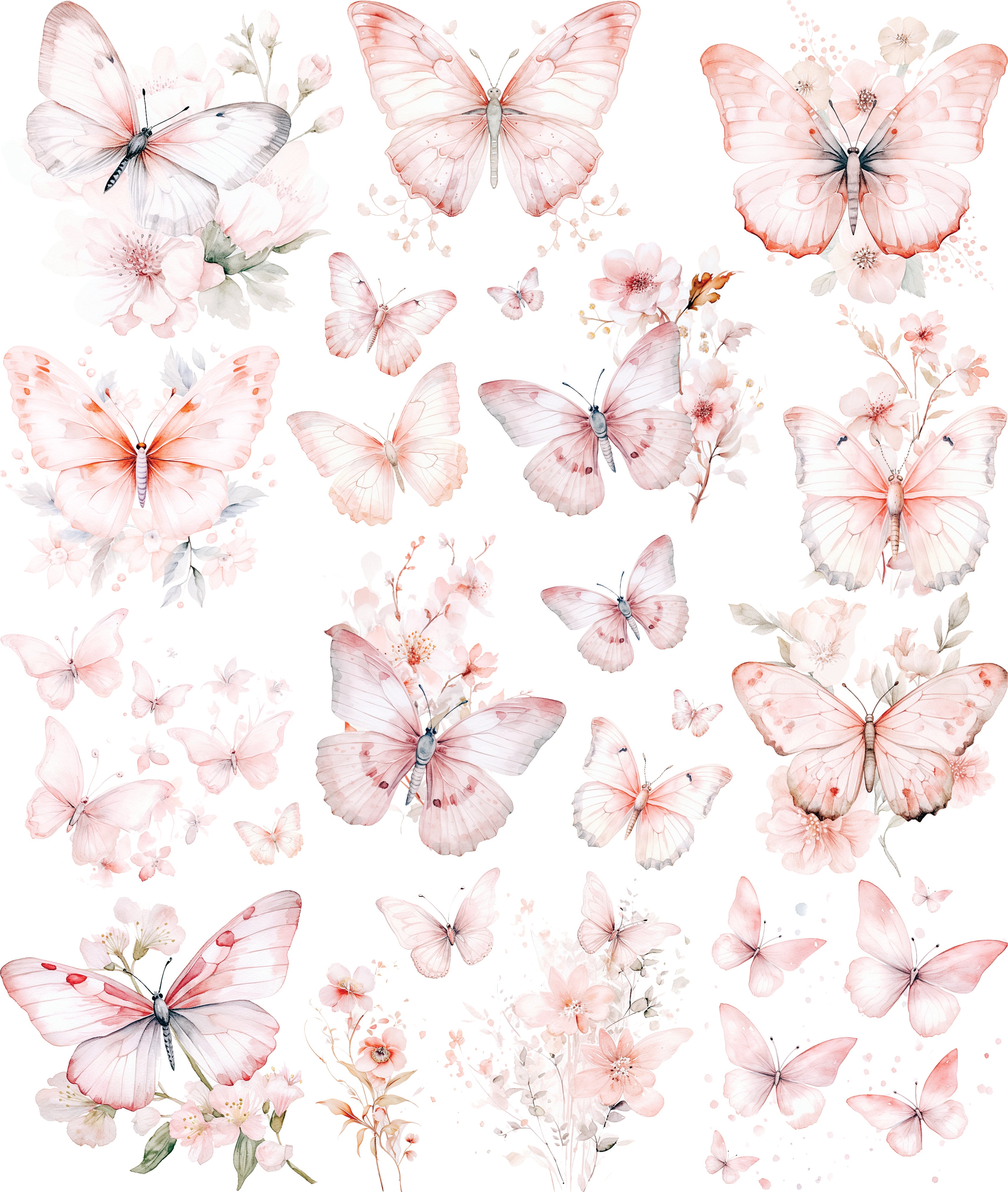 Pink Butterflies Decoupage Rice Paper, 11.5 x 14.5 inch - for Scrapbooking Cards Crafts