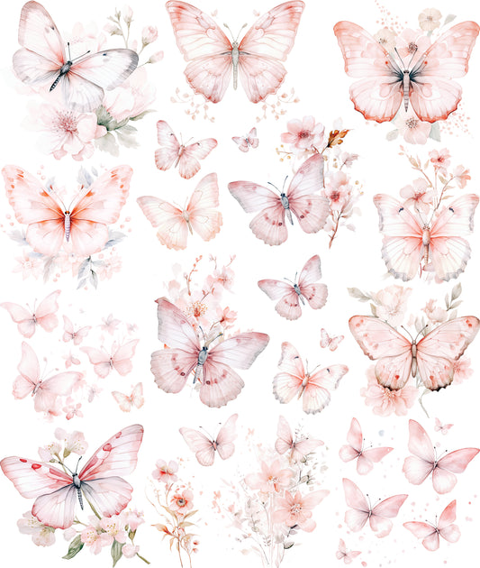 Pink Butterflies Decoupage Rice Paper, 29.21 x 36.83 cm - for Scrapbooking Cards Crafts
