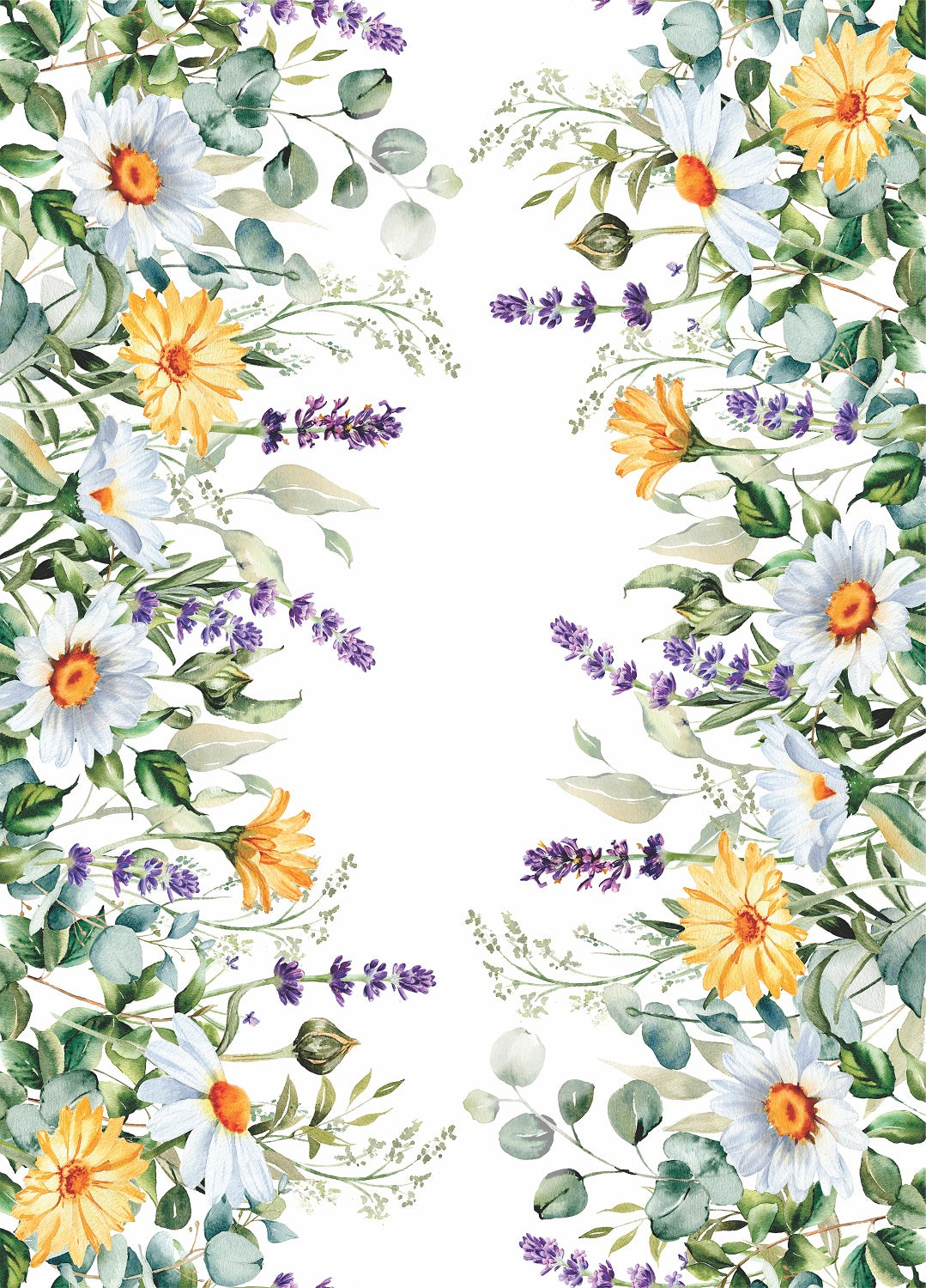 Wildflowers Border Rice Paper- 17 Sheets Printed Mulberry Paper Border 36gsm