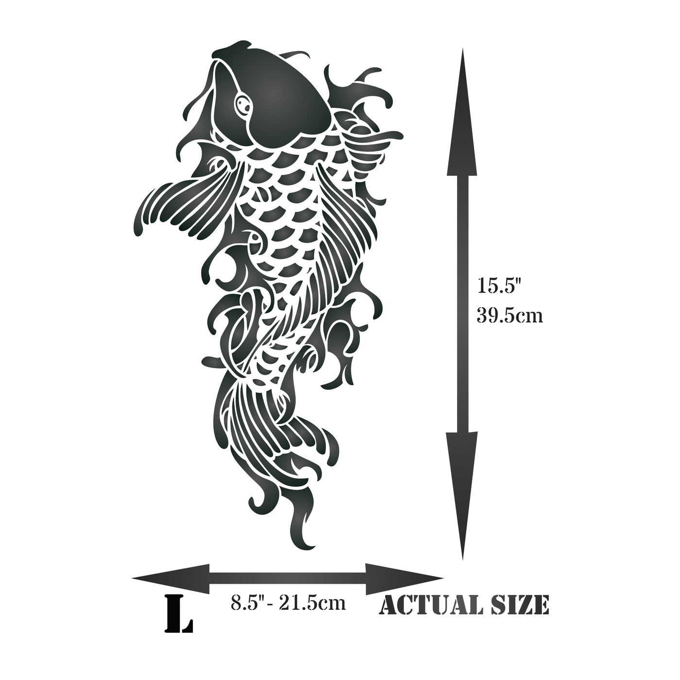 Chinese Koi Stencil - Koi Carp Harmony Wealth Feng Shui