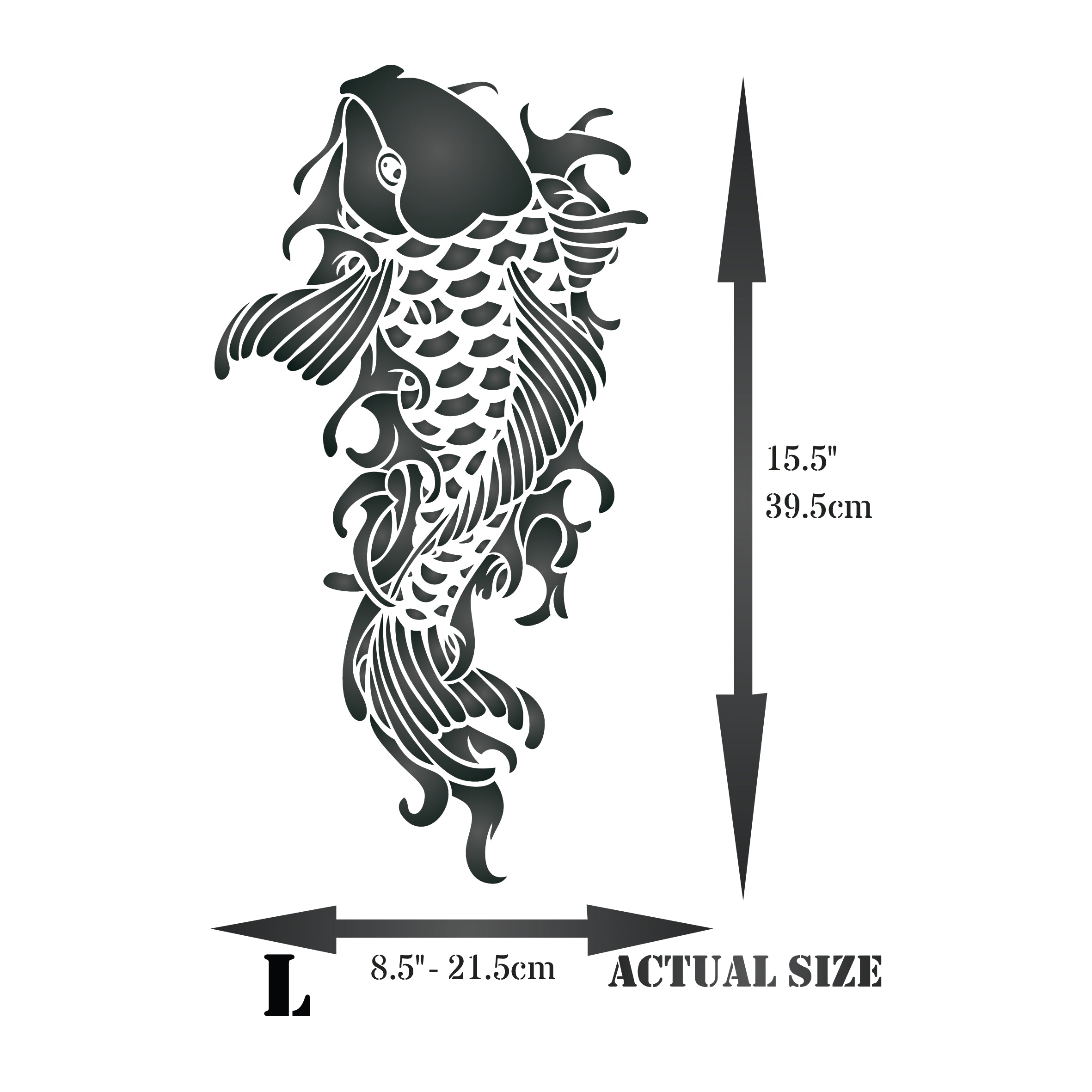 Chinese Koi Stencil - Koi Carp Harmony Wealth Feng Shui