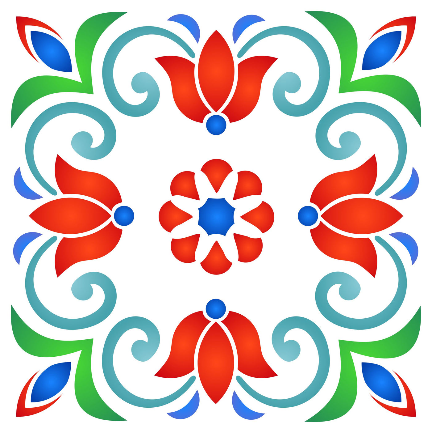 Turkish Tile Stencil - Talavera Mexican Moroccan Italian Tile