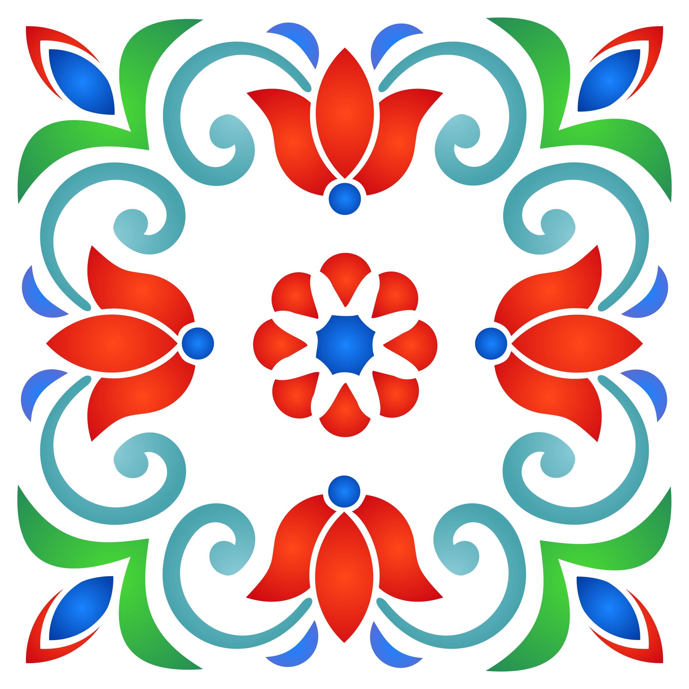 Turkish Tile Stencil - Talavera Mexican Moroccan Italian Tile