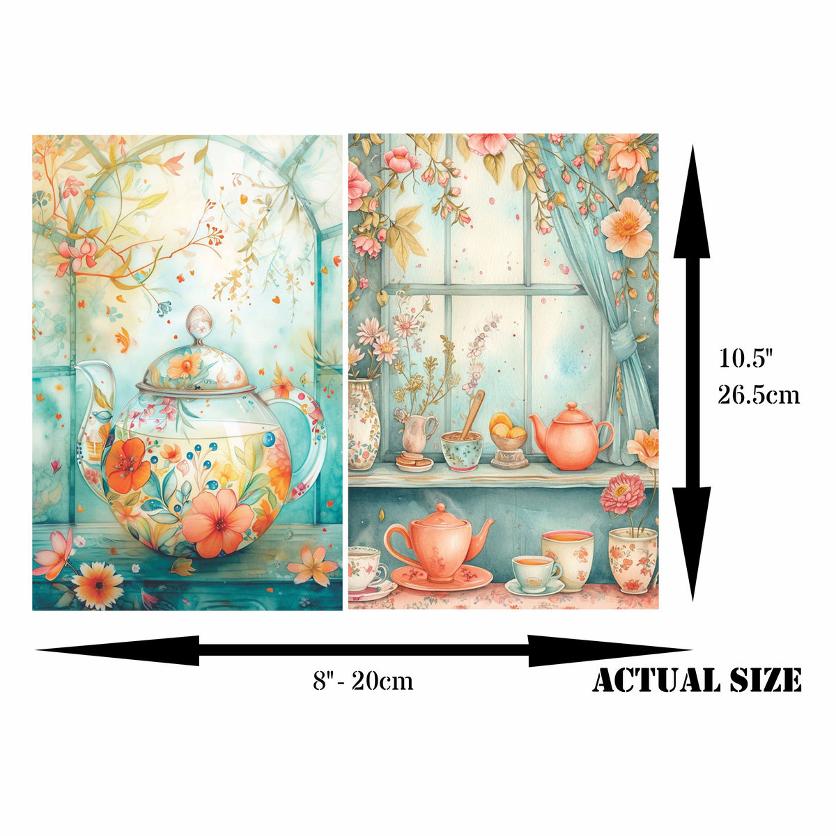 Tea Time Rice Paper, 20 x 26,6cm (6pc) - 6 Designs for Scrapbooking Cards Crafts, Decoupage by CRAFT KREATIVELY