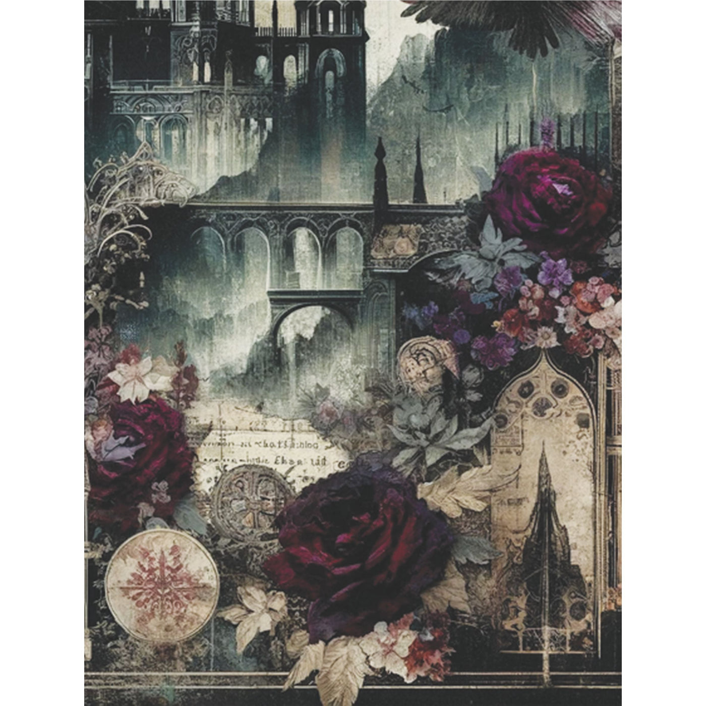 Gothic Church Rice Paper, 8 x 10.5 inch - for Decoupage Scrapbooking Cards Crafts