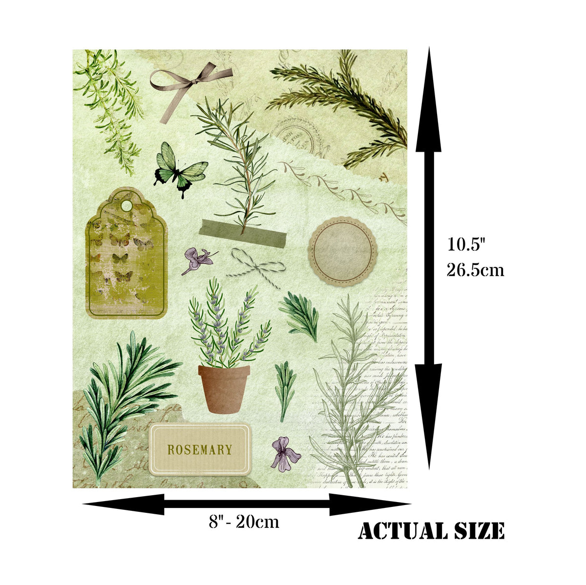 Herbs Decoupage Rice Paper, 20.32 x 26.67 cm - for Decoupage Scrapbooking Craft