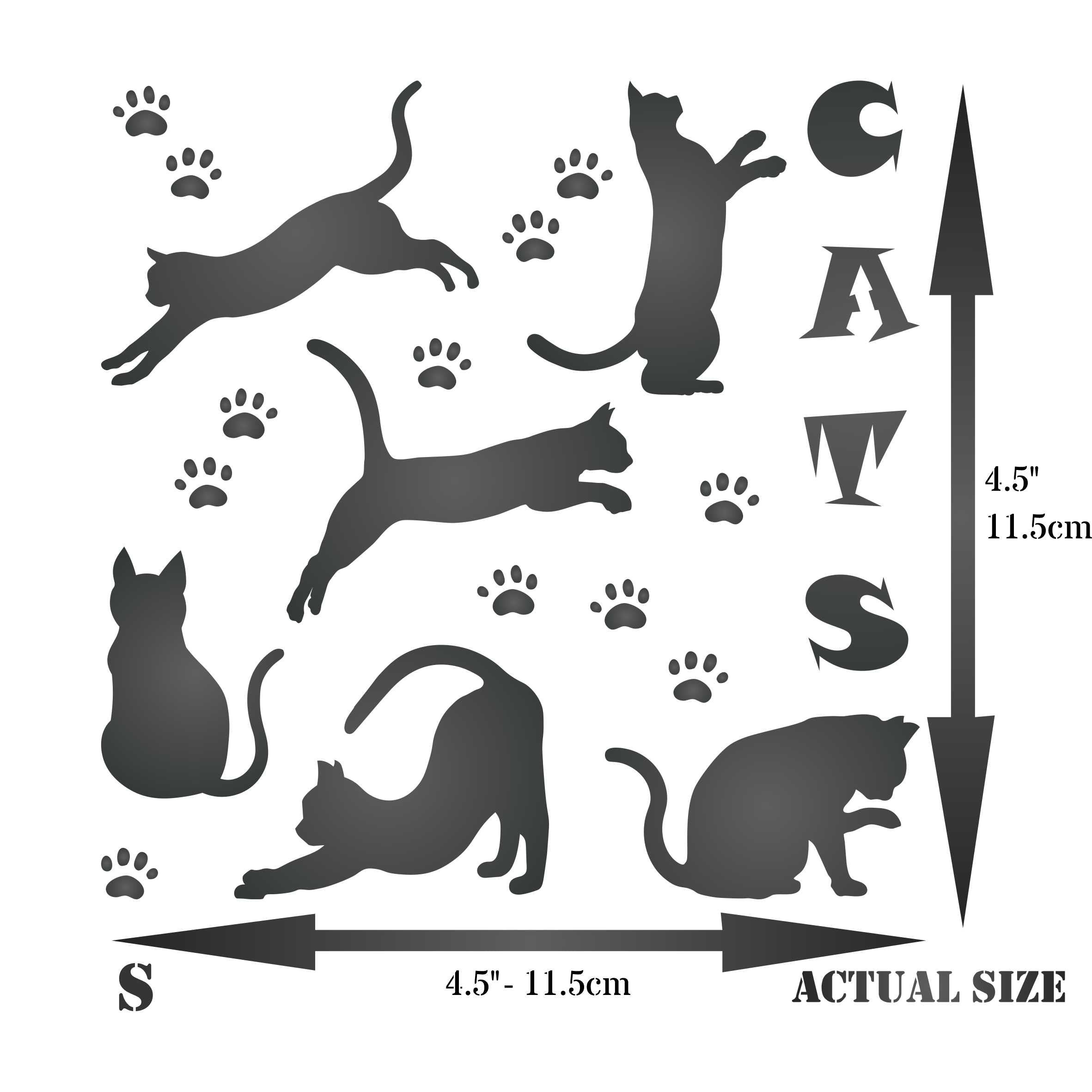 Cats Stencil - Pet Friend Animal Feline Silhouette Quote