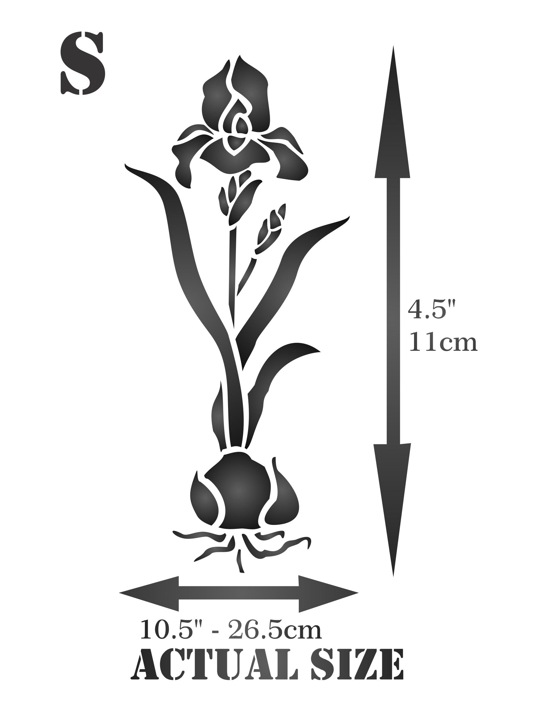 Iris Stencil, 4.5 x 10.5 inch - Flower Floral