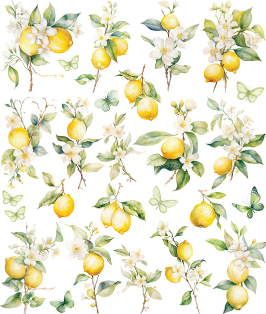 Lemon Decoupage Rice Paper, 29.21 x 36.83 cm - for Journal Cards Crafts
