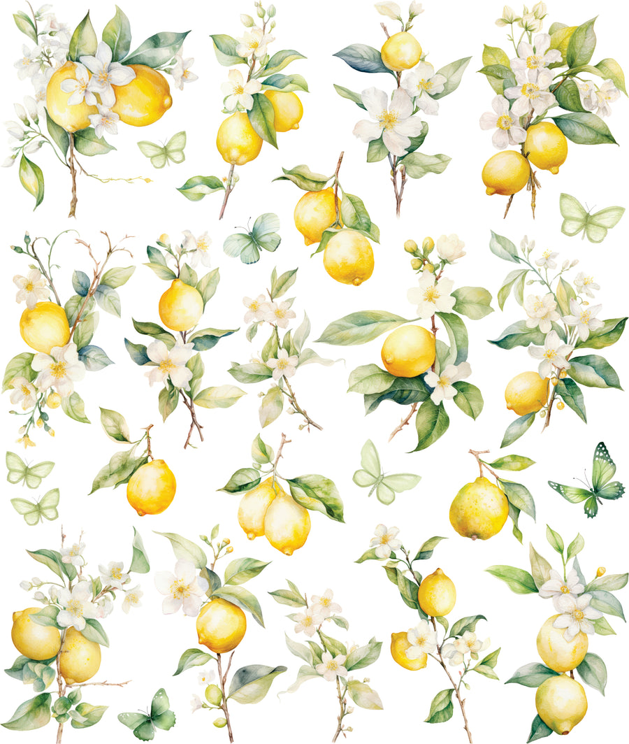 Lemon Decoupage Rice Paper, 11.5 x 14.5 inch - for Journal Cards Crafts