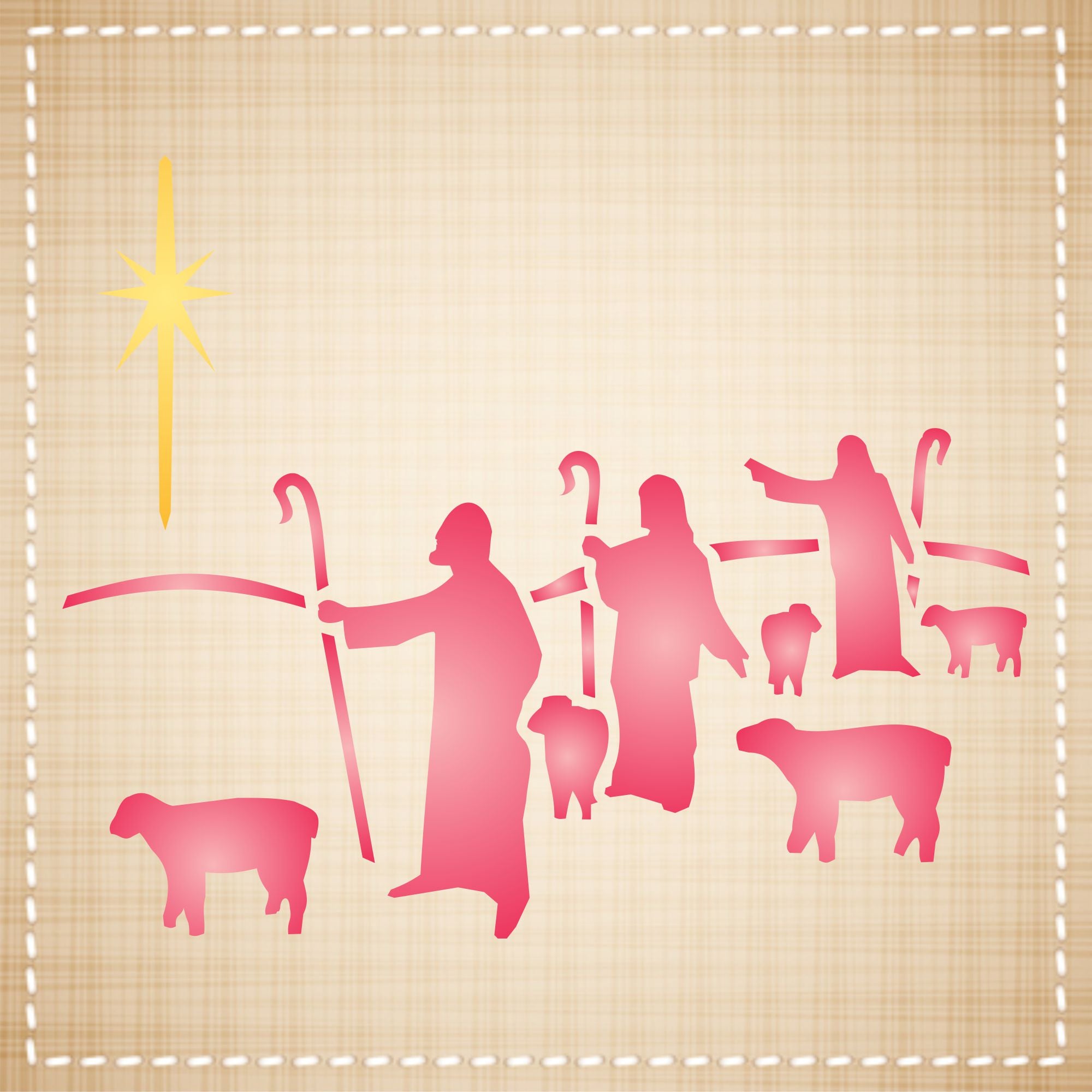 Christmas Shepherds Stencil - Classic Religious Nativity Decor Cards