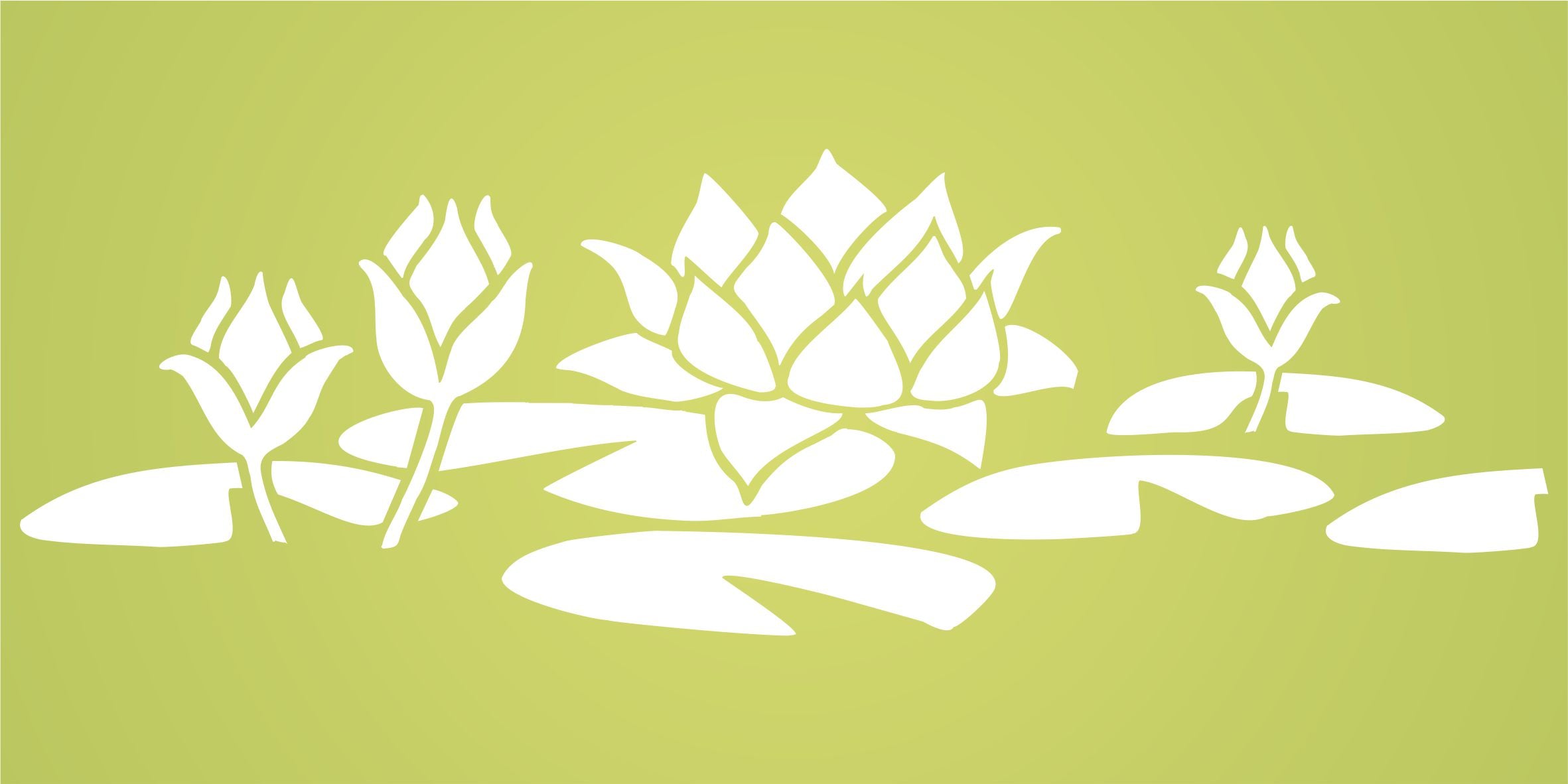 Water Lily Stencil, 3 x 4.5 inch - Classic Lily Flower Border